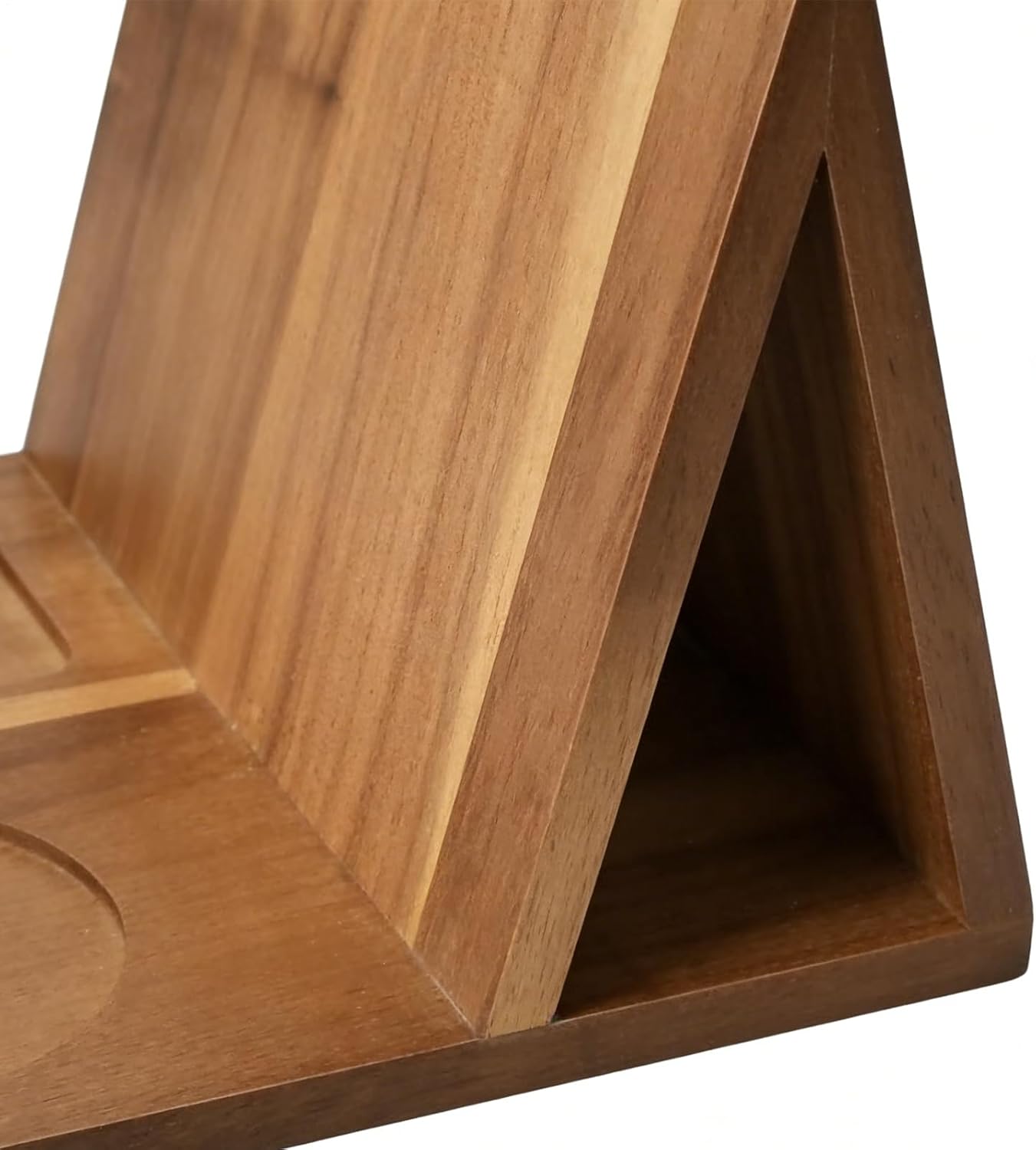 Book Rest - Wooden Triangle Book Stand with Cup and Phone Slot, Page Holder Display for Home Decor, Bedroom, Living Room, Office, School, Desk, Nightstand