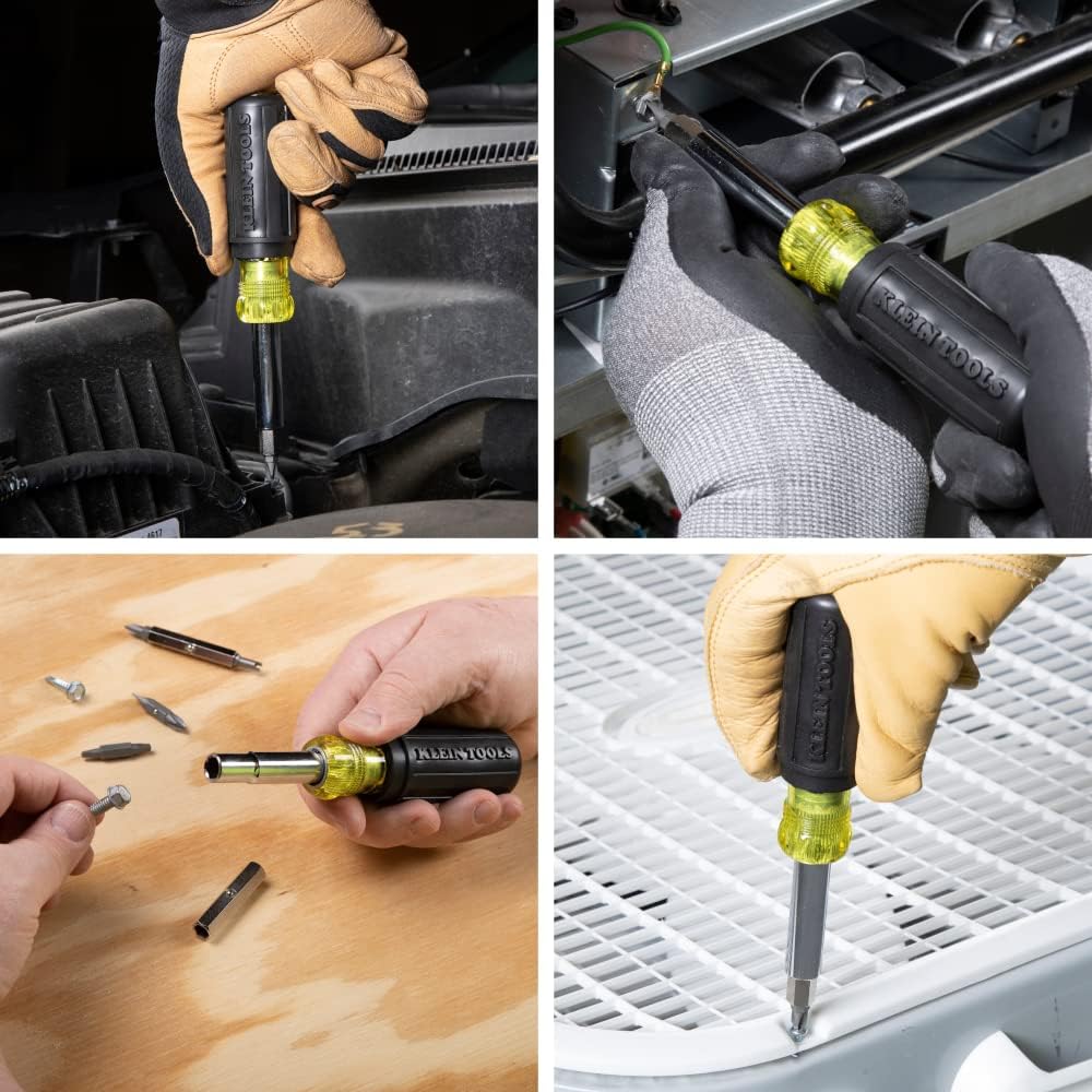 Klein Tools 32500 11-in-1 Screwdriver/Nut Driver Set, 8 Bits (Phillips, Slotted, Torx, Square), 3 Nut Driver Sizes, Cushion Grip Handle