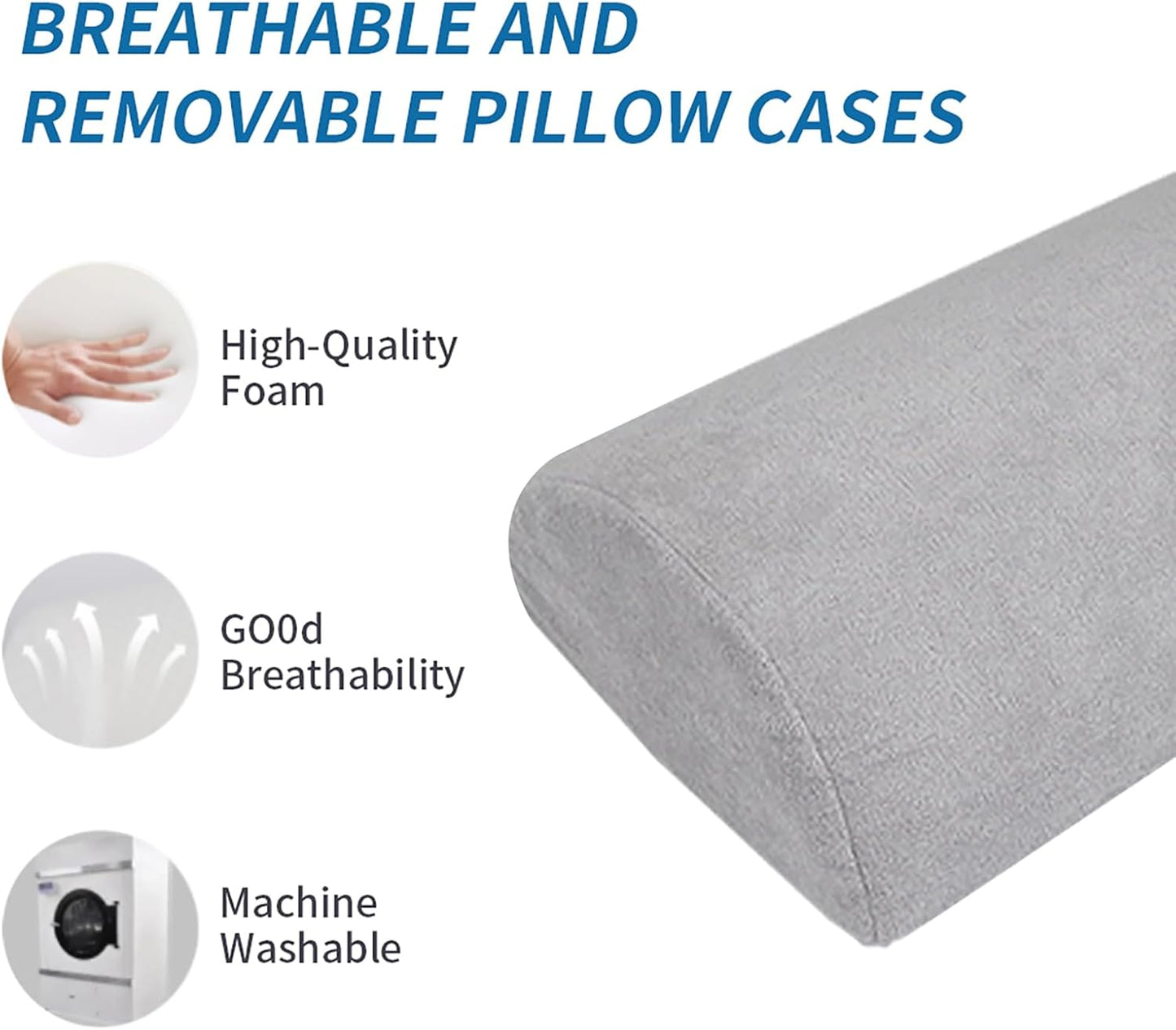 Sciatica Pain Relief Knee Lumbar Back Sleeper Pillow Leg Wedge Pillows (Light Gray)
