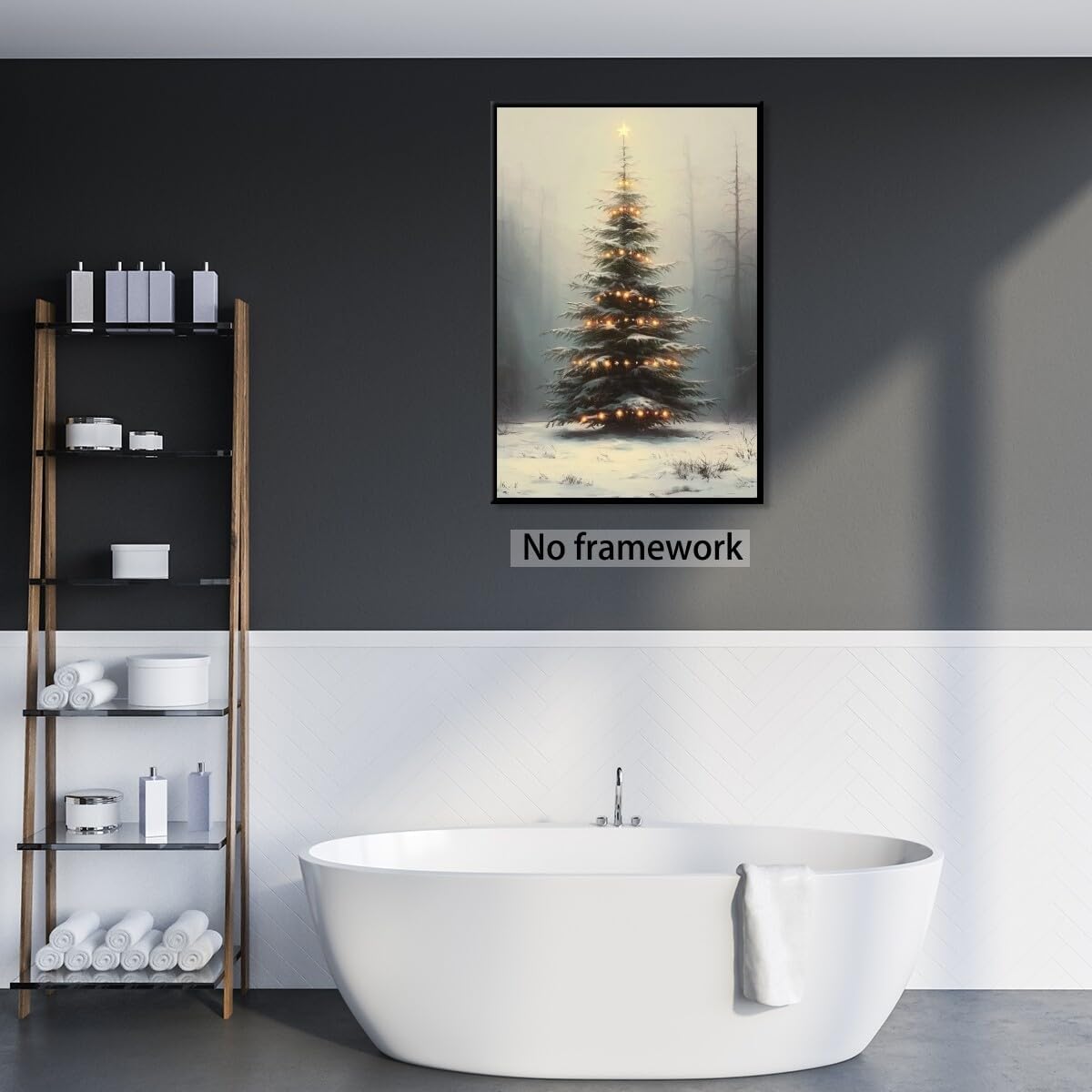 Vintage Christmas Wall Art Christmas Pine Tree Posters Canvas Prints Poster Farm House Decor Winter Xmas Rustic Holiday Home Dorm Living Room Aesthetics Decoration 12x18inch Unframed
