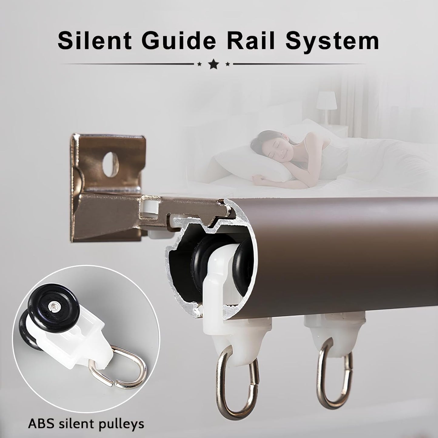 Customizable Heavy Duty Window Curtain Rods 2-19.7 FT, Durable Round Curtain Poles for Room Divider, Living Room & Bedroom (Bronze, 13.12ft/4x3.28ft)