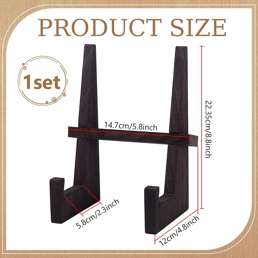 WADORN Plate Display Stand, 8.9 Inch Wood Plate Holder Stands for Display Wooden Decorative Picture Frame Holder Decorative Table Top Easels for Dish Photo Platter Plaque Diploma Awards Book, Coffee