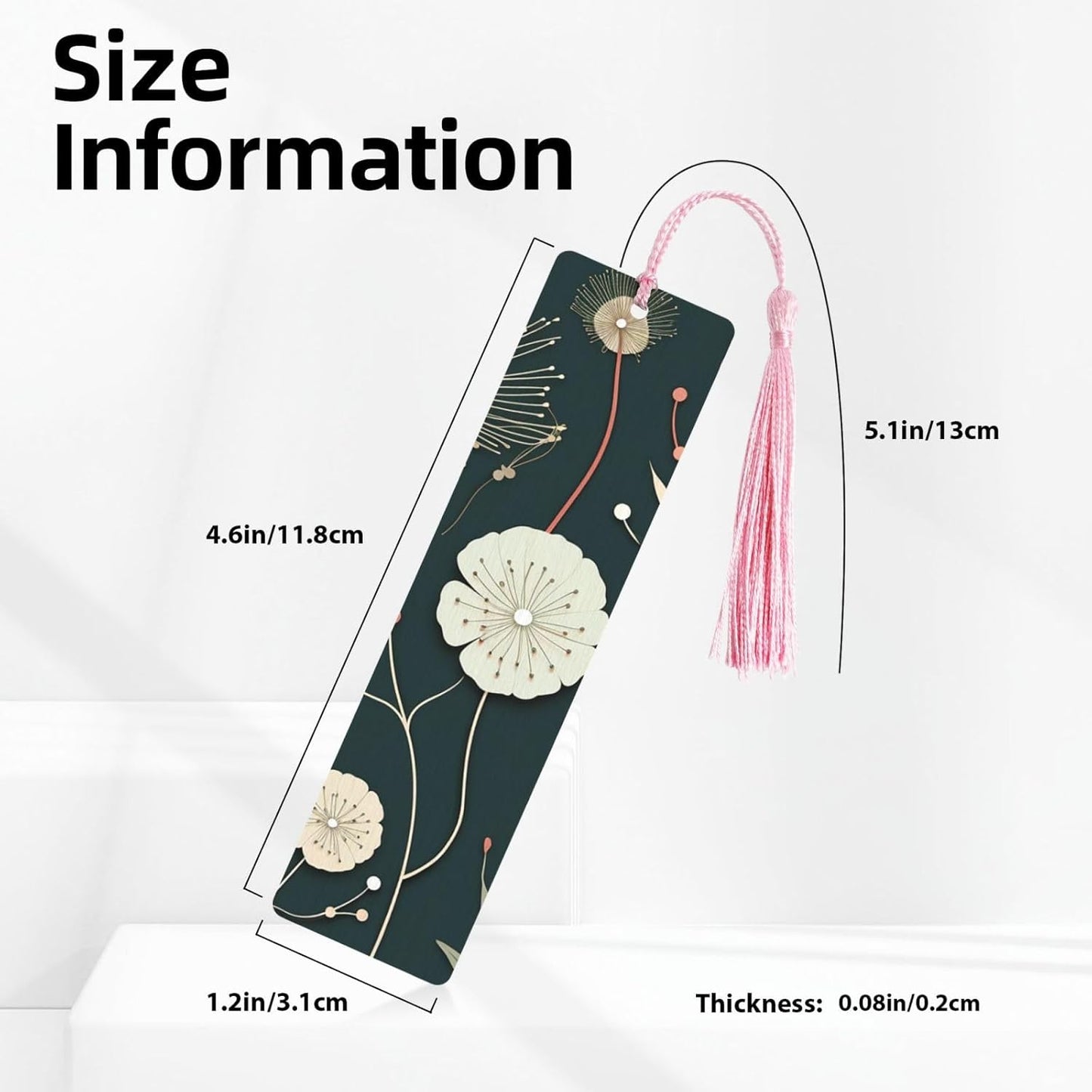 Bloom Bookmarks Gifts for Women Men, Wooden Bookmarks for Book Lovers, Vintage Book Marks Ornaments with Tassel, Unique Personalized Reading Page Markers Pink