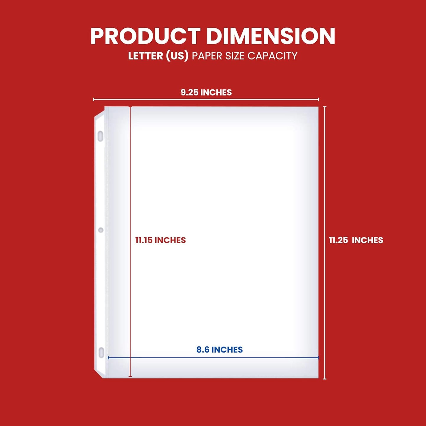 Office Werks 200 Sheet Protectors, 8.5X11 Inch Clear Page for 3 Ring Binder, Plastic Sleeves, Durable Top Loading Paper Protector with Reinforced Holes, Archival Safe