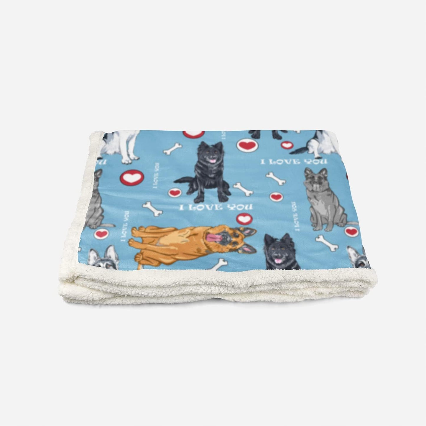 AILONEN Belgian Malinois Dog Blanket for Kids Adults, Cartoon Variety of Puppy Pattern and Paw Print Blanket, Cute Lamb Wool Sherpa Throw Blanket(Throw, 47 x31 Inches) Dog42
