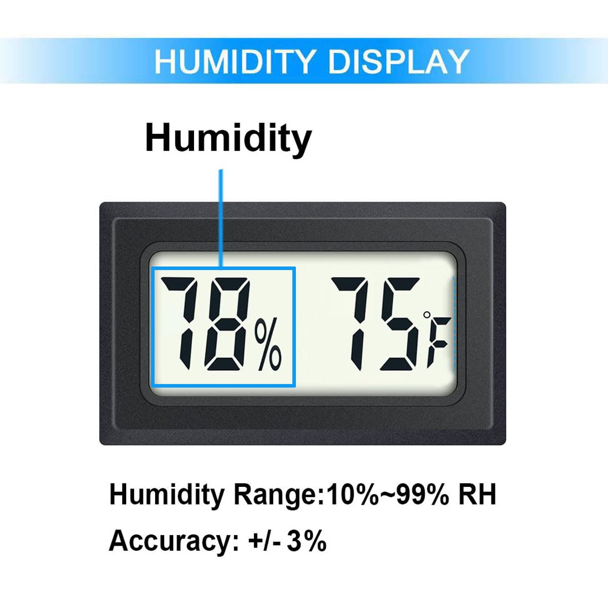 2 Pack Mini Digital Hygrometer Thermometer Gauge, Indoor Outdoor Temperature Humidity Meter for Humidifiers Greenhouse Reptile Plant Humidors, Large LCD Screen, Display in Fahrenheit (℉) (2)