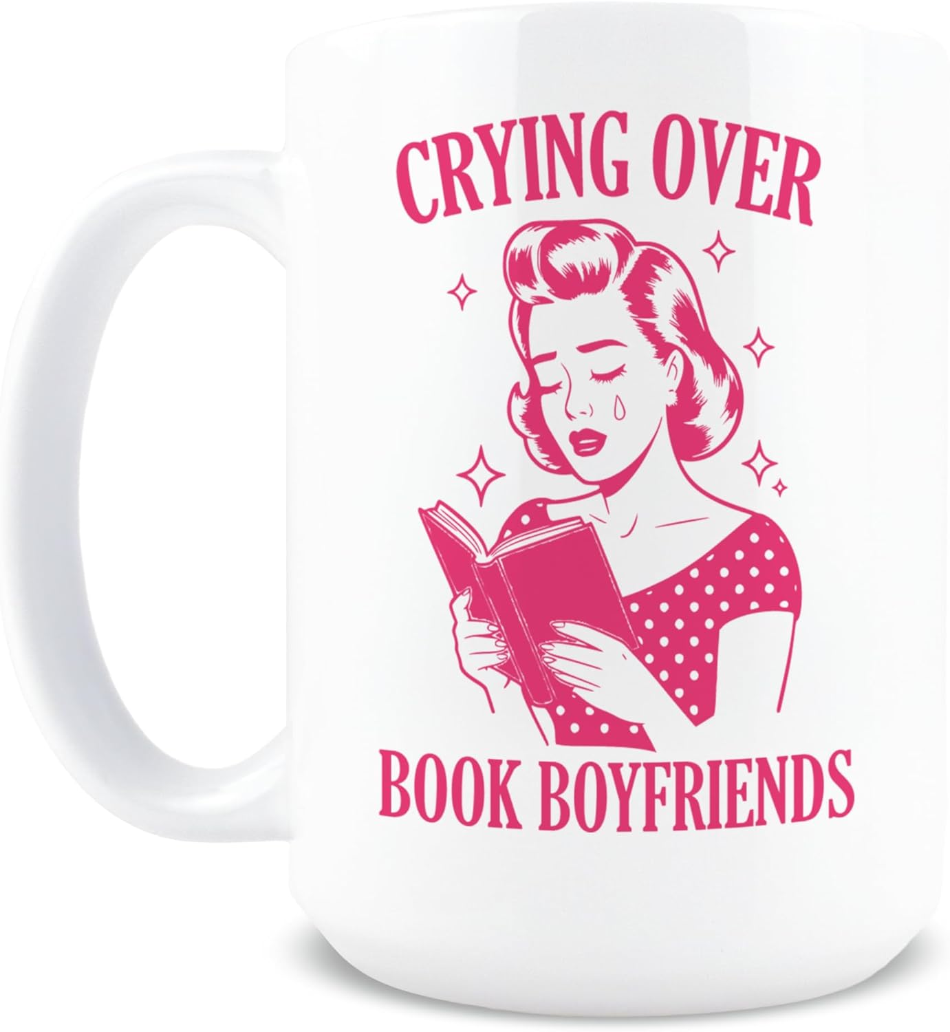 Hogg Crying Over Book Boyfriends Mug, 15 oz Ceramic Coffee Cup, Book Lovers Mugs for Women, Bookworm Coffee Cup, Library Themed Gifts, Gift for Librarians and Bookworms