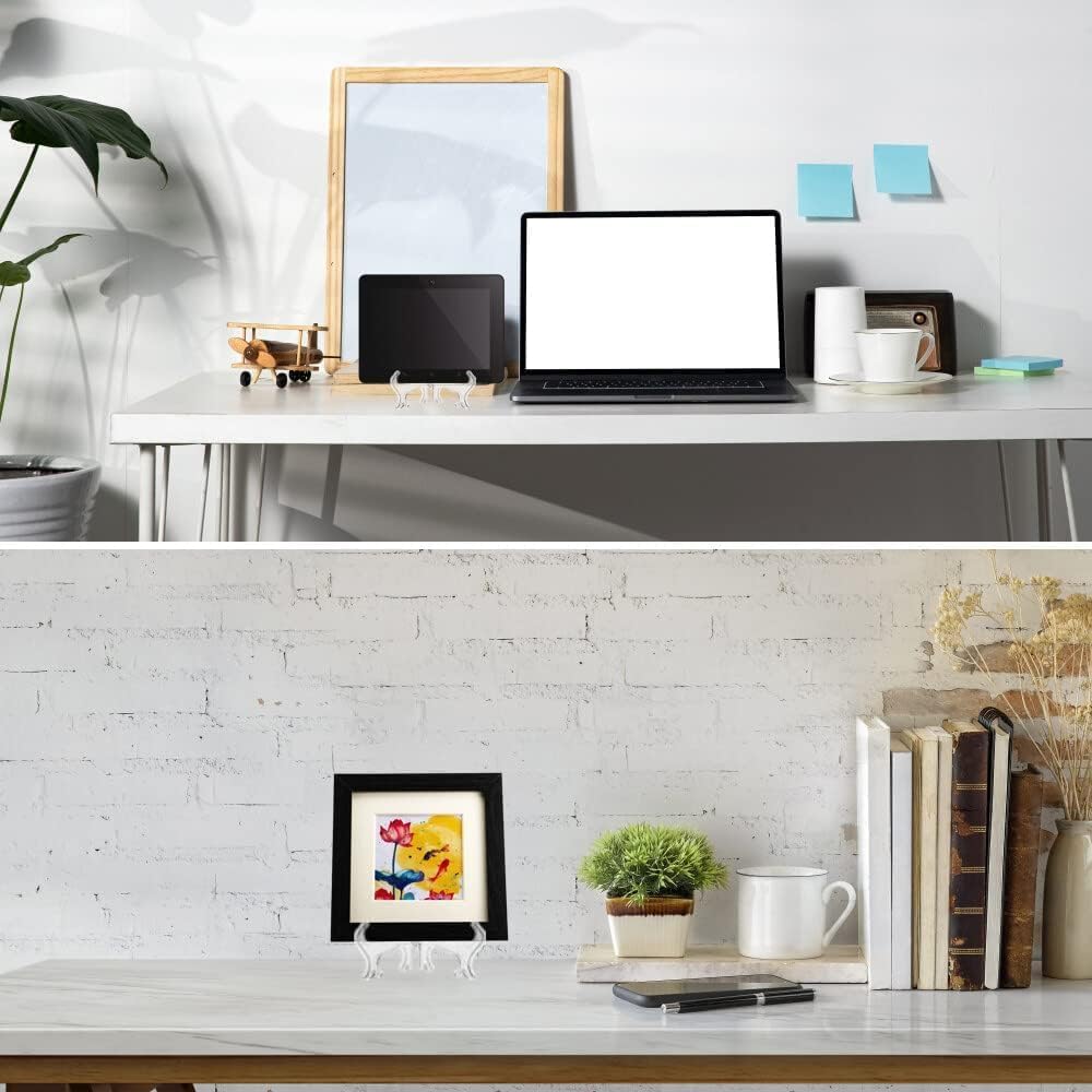Acrylic Easels Display Stands/Plate Stands for Display Photos Holder Picture Frames, Foldable Display Stand, E Books, Records, Medals, Pictures etc.(6 Pack 7 Inch)