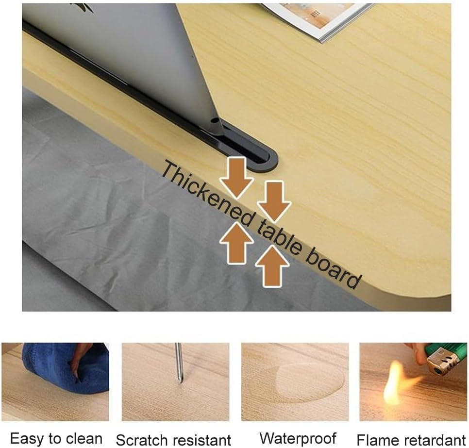 Lap Desk with Storage Drawer, Holders for Cup and Tablet, Laptop Bed Tray Table with Foldable Legs, Laptop Bed Stand, Portable Standing Table for Sofa Couch Floor (23", Walnut)
