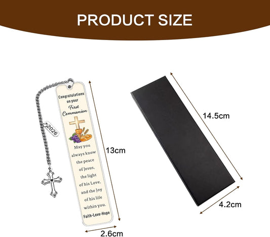 2026 Christian Bookmark,Engraved Inspirational Cross Bookmark for First Communion Baptism Confirmation, Religious Bookmarks,Christian Book Lover Gift,Religious Faith Based Gifts for Women & Men