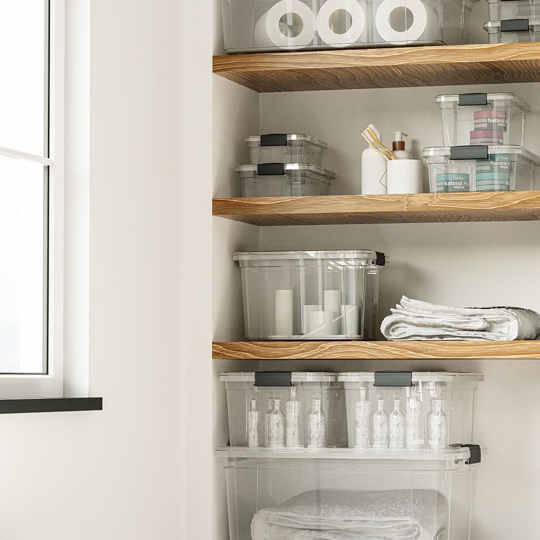 Superio Clear Storage Boxes with Lids, 4.5 Quart Plastic Container Bins for Organizing, Stackable Crates, BPA Free, Non Toxic, Odor Free, Organizers for Home, Office, School, and Dorm, 2 Pack