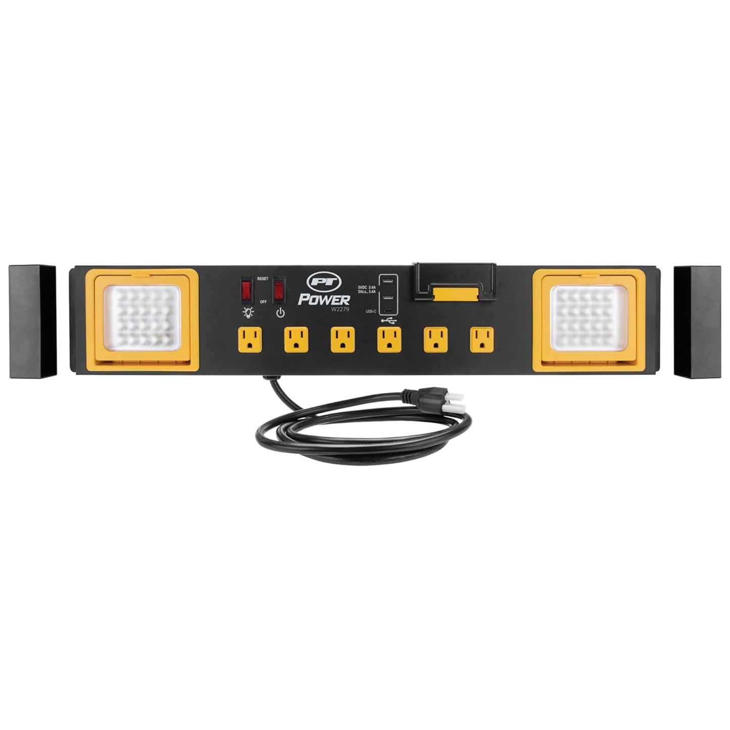 Performance Tool W2279 Commercial Grade Power Station with 6 Outlets, 2 USB Ports, Built-In Cradle, and LED Lights, Ideal for Workshops and Garages