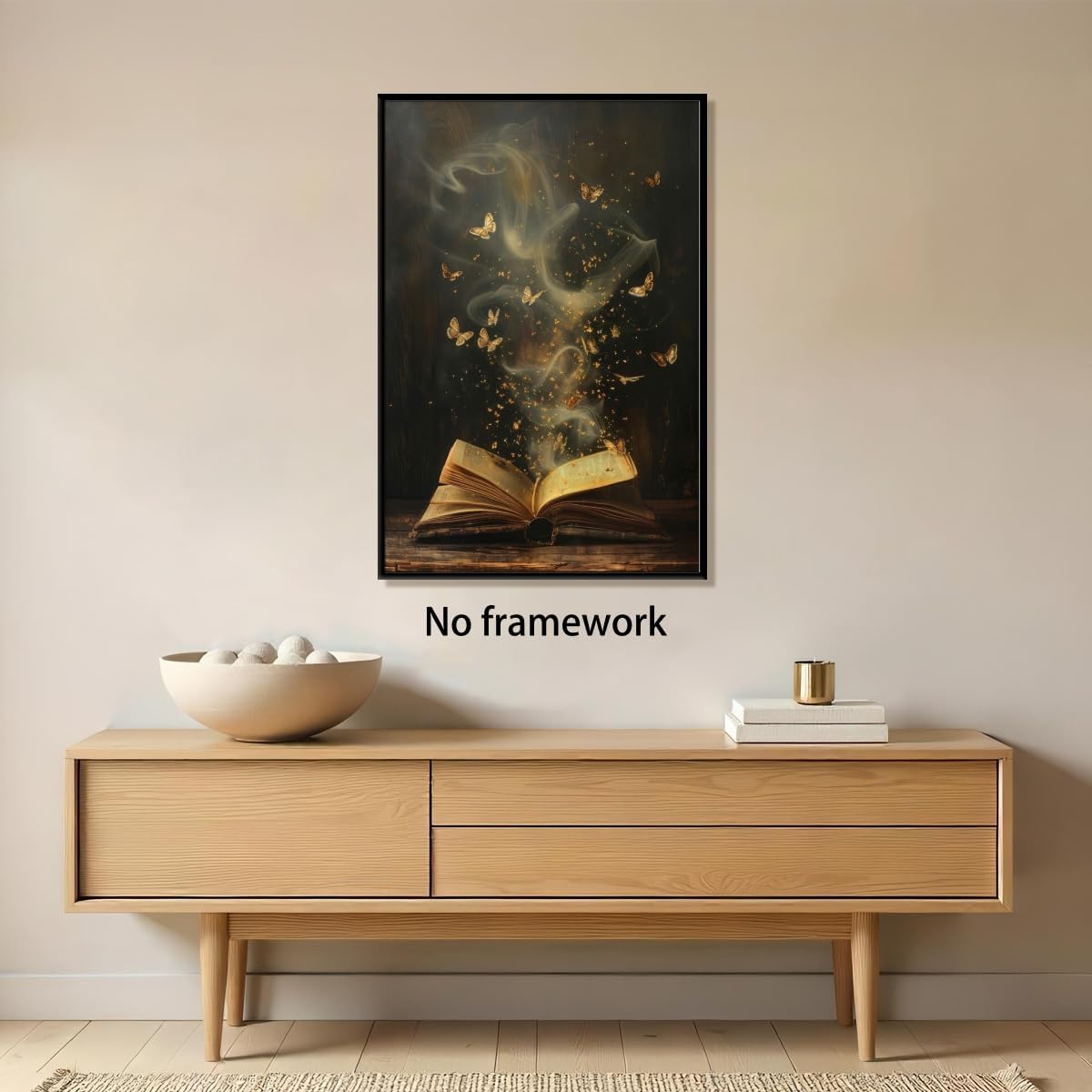 Vintage Moody Victorian Bookish Wall Art Magical Book Butterflies Canvas Print Retro Dark Academia Reading Nook Painting for Library Bookclub Bedroom Book Lover Decor 12x18inch Unframed