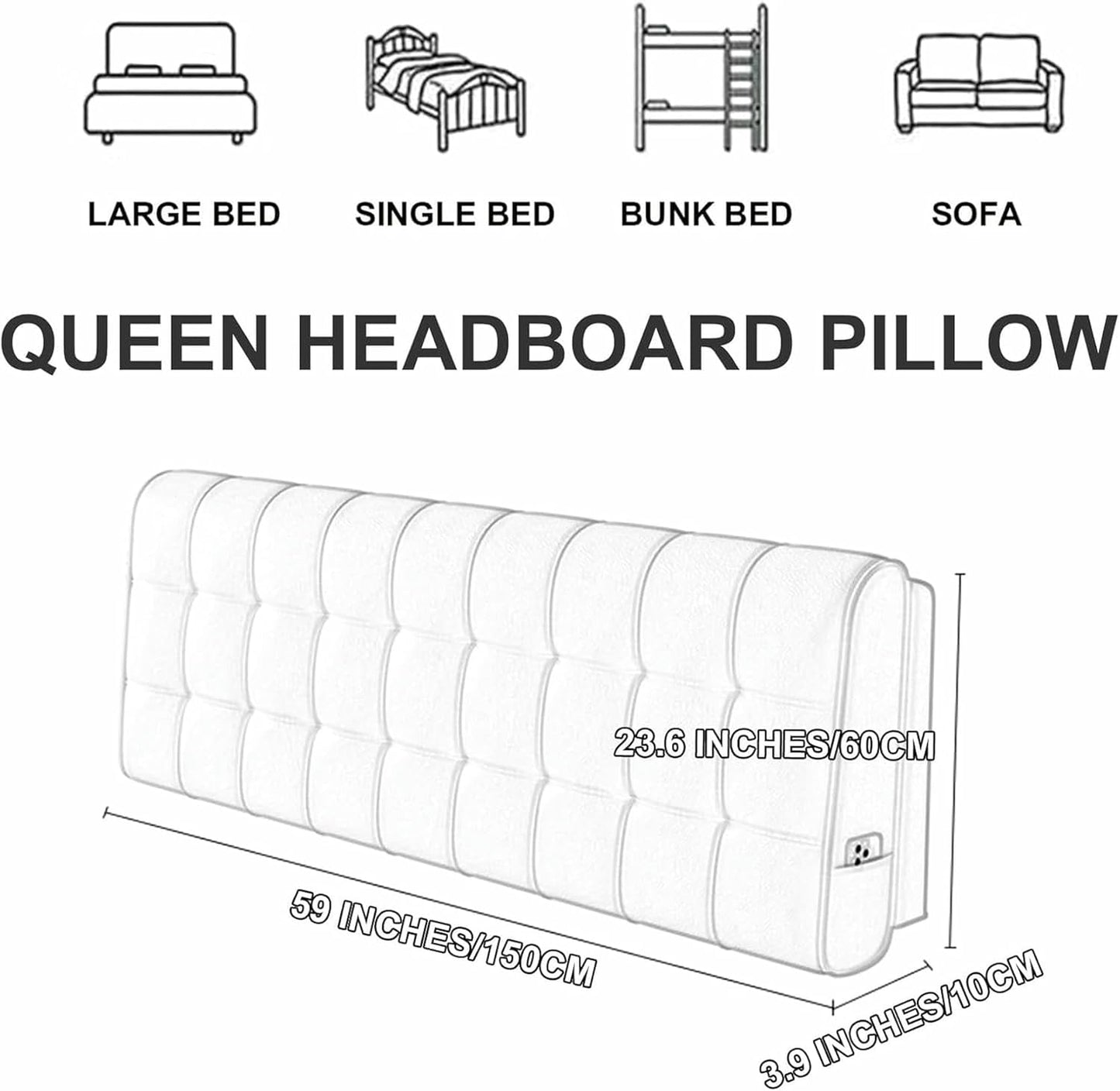 Green1,Paste/71x23x4In,Headboard Pillow Rectangle Headboard Reading Pillow Wall Wedge Pillowboard Large Headboard Support Upholstered Bed Backrest Sofa Bed Bedside Cushion