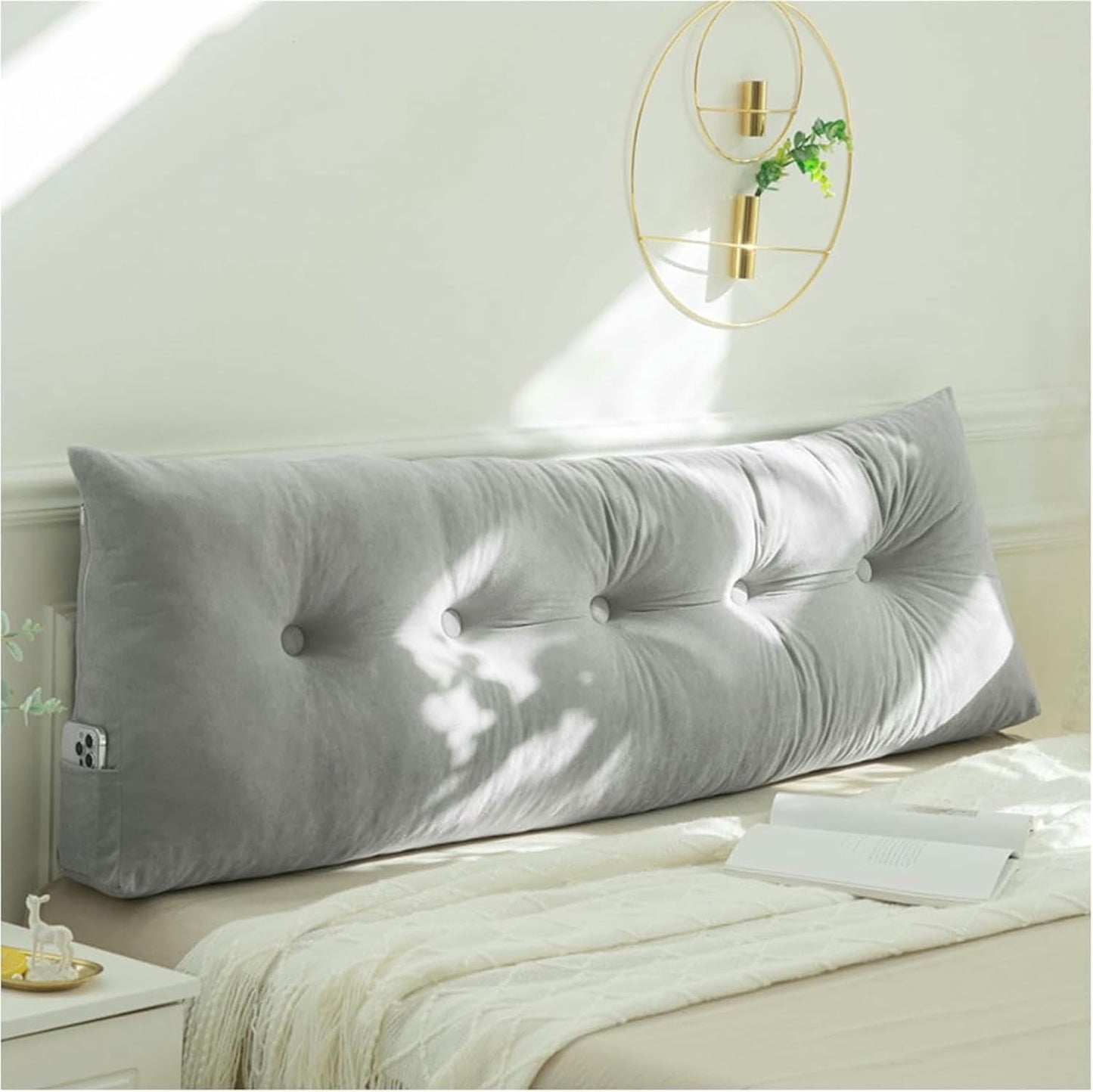 Queen Triangle Wedge Headboard Pillow, Headboard Wedge Pillow Bed Reading Pillow, Wedge Pillow for Headboard Large Bolster for Bed Rest Reading Pillows Backrest