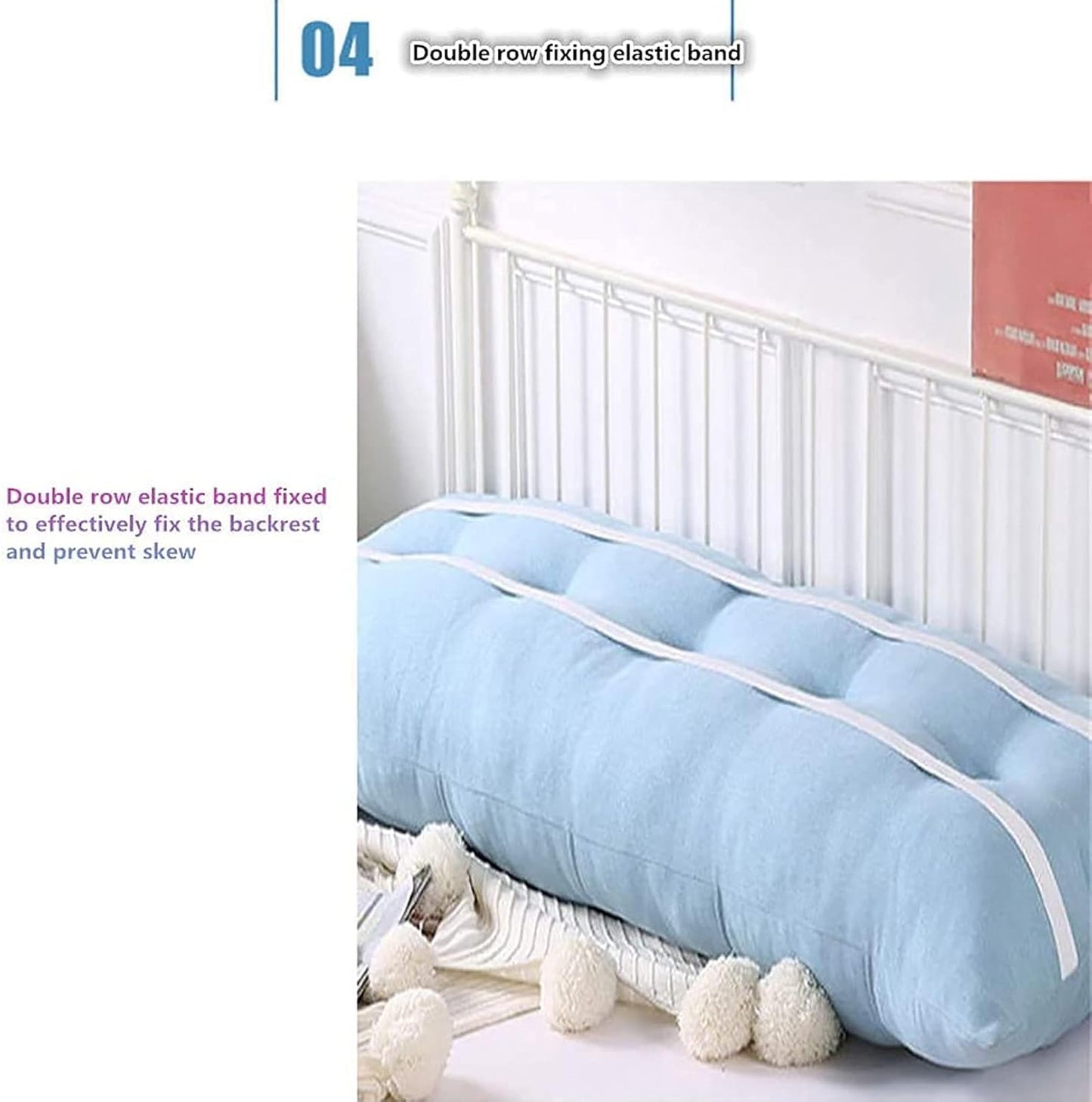Rectangular Bedside Reading Pillow,Large Backrest Lumbar Pillows Oversized Headboard Body Cushion,Positioning Back Support Bolster for Day Bed Bunk Bed,Removable Cover