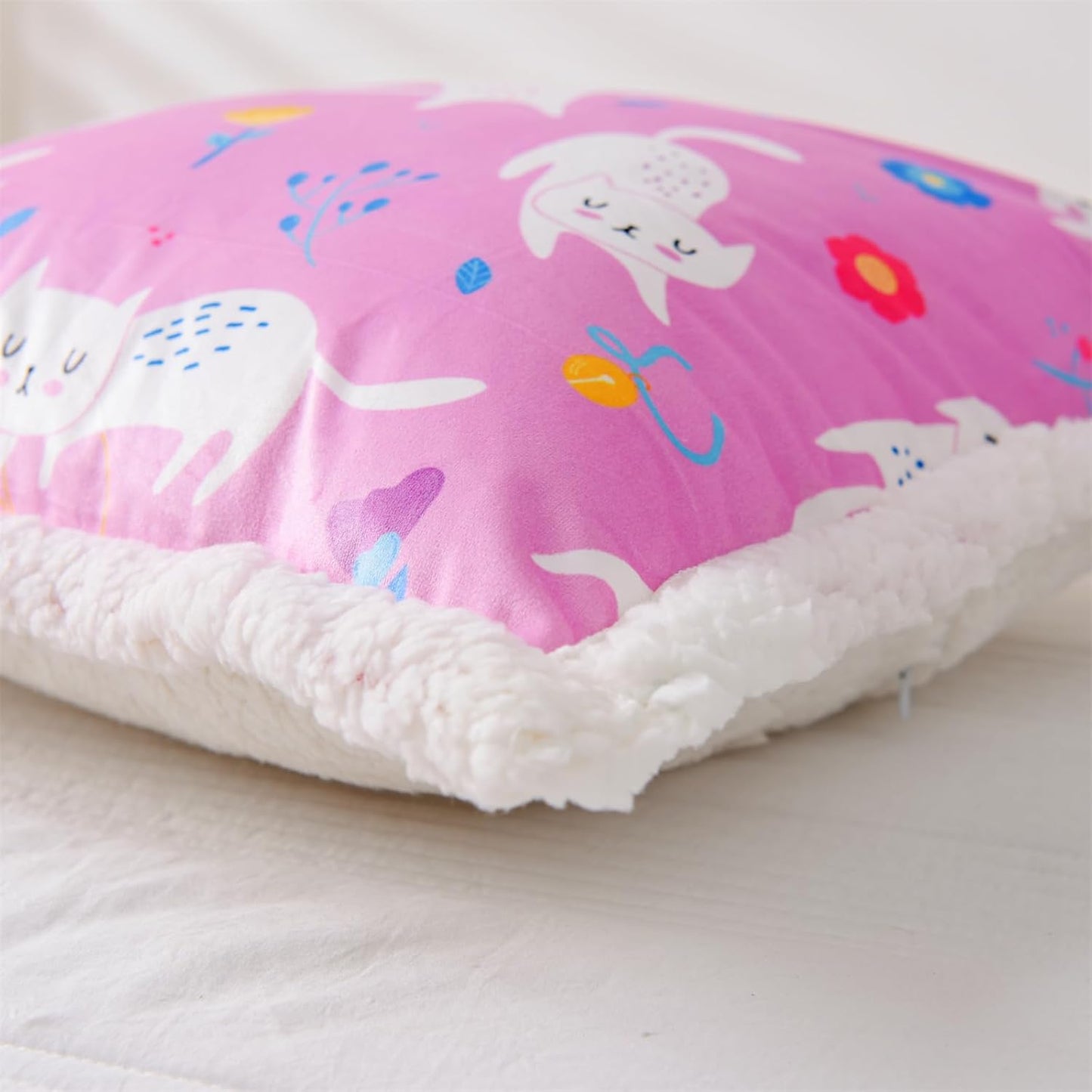Aimuan Pink Cat Reading Pillow Bed Rest Wedge Backrest Pillow with Arms Back Support for Sitting Up in Bed Cushion Incline Rest Sleeping Snoring Pillow (Pink-cat)