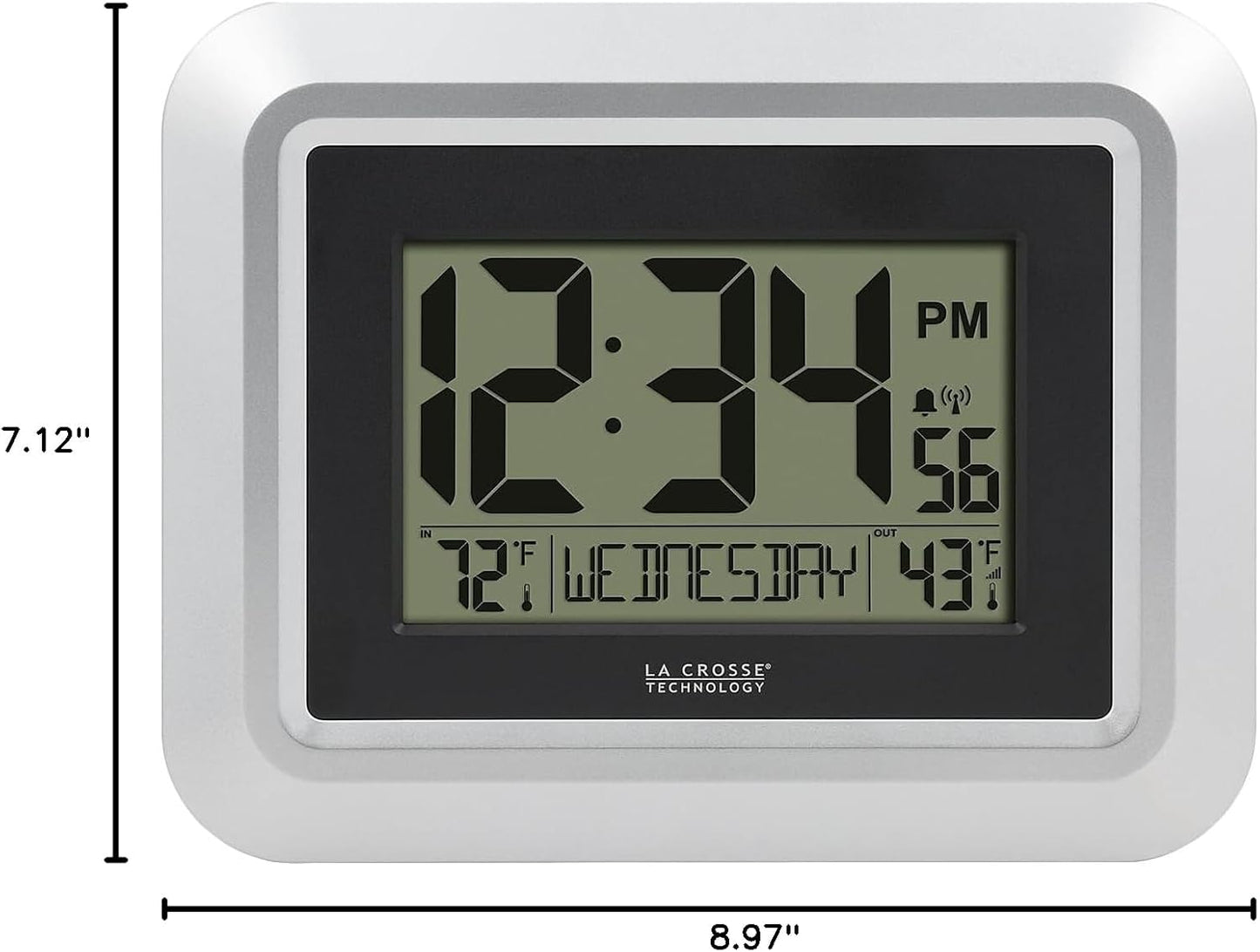 La Crosse Technology 513-1918S-INT Atomic Digital Wall Clock with Outdoor Temperature