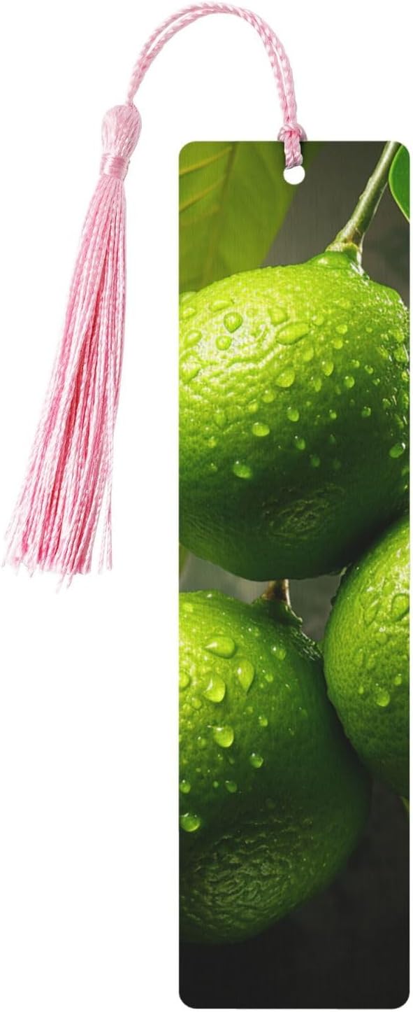Sour Citrus Bookmarks Gifts for Women Men, Wooden Bookmarks for Book Lovers, Vintage Book Marks Ornaments with Tassel, Unique Personalized Reading Page Markers Pink