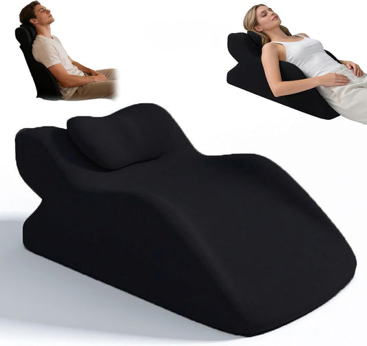 Memory Foam Ergonomic Rest Pillow, Multi-Use Reading & Prone Sleep Pillow for Back Support, Comfortable Wedge for Sitting Up in Bed