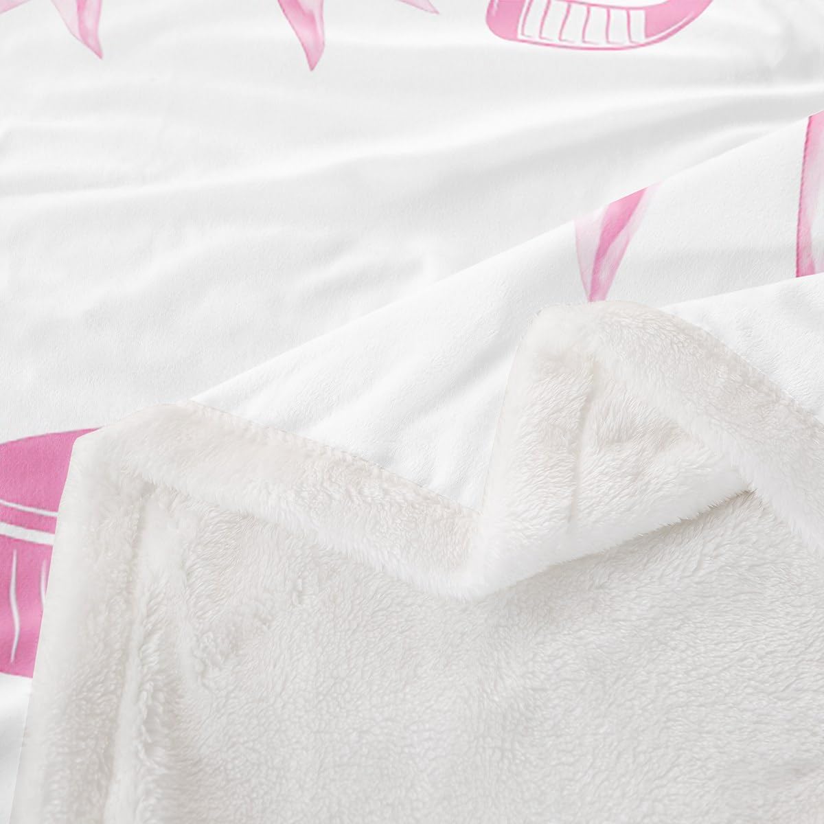 Castle Fairy Pink Ice Hockey Flannel Blanket,Kawaii Sport Girls Throw Blanket,Dreamy Prncess Bowknot Fleece Blankets,Sport Bow Themed Fuzzy Blanket for Bed Sofa Couch,50"x60"