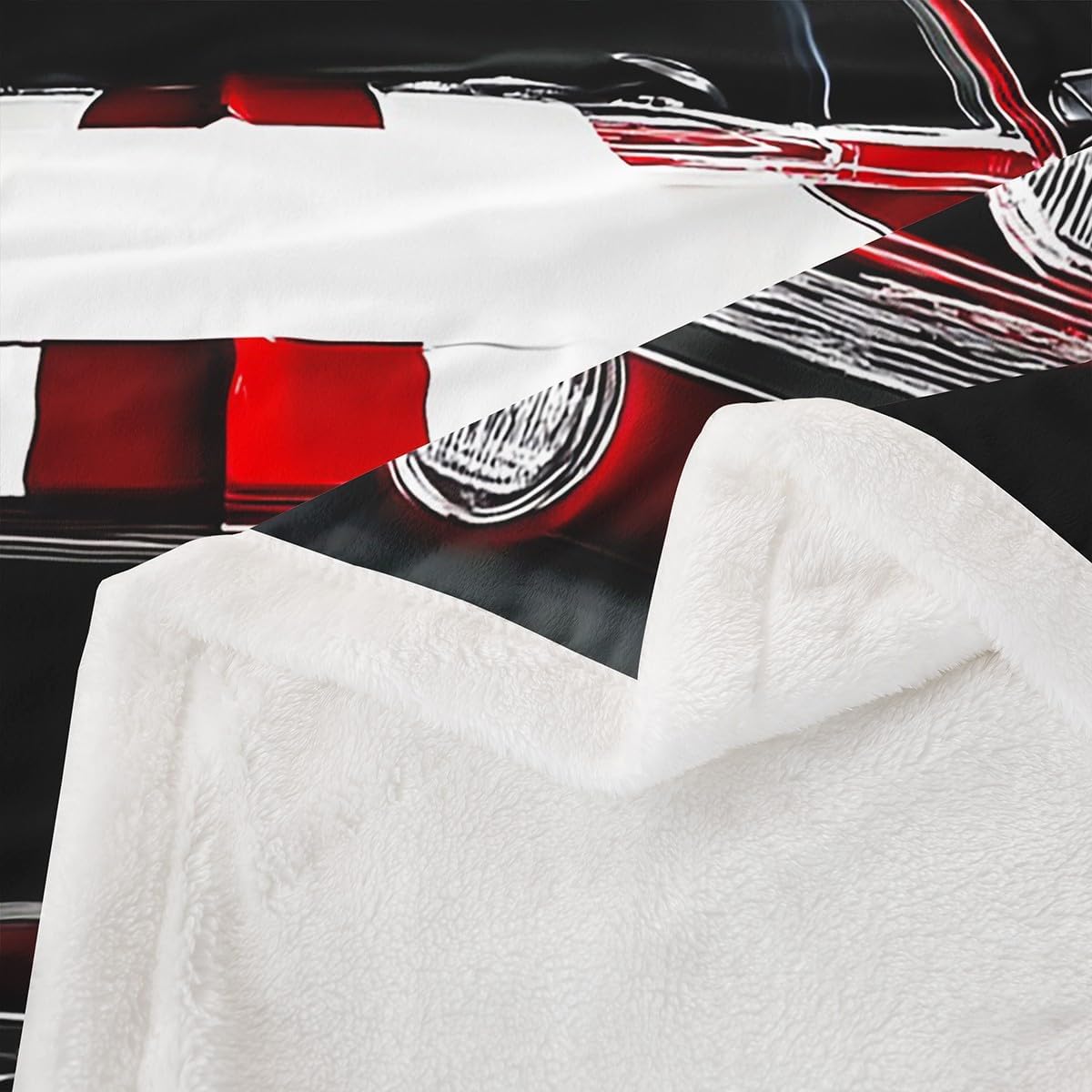 Erosebridal Classic Car Fleece Blanket, Twin Size (60"x80"), Black, Modern Design, Microfiber Polyester Sherpa Blend, Easy Care, Perfect for Kids, Camping, Napping, Reading