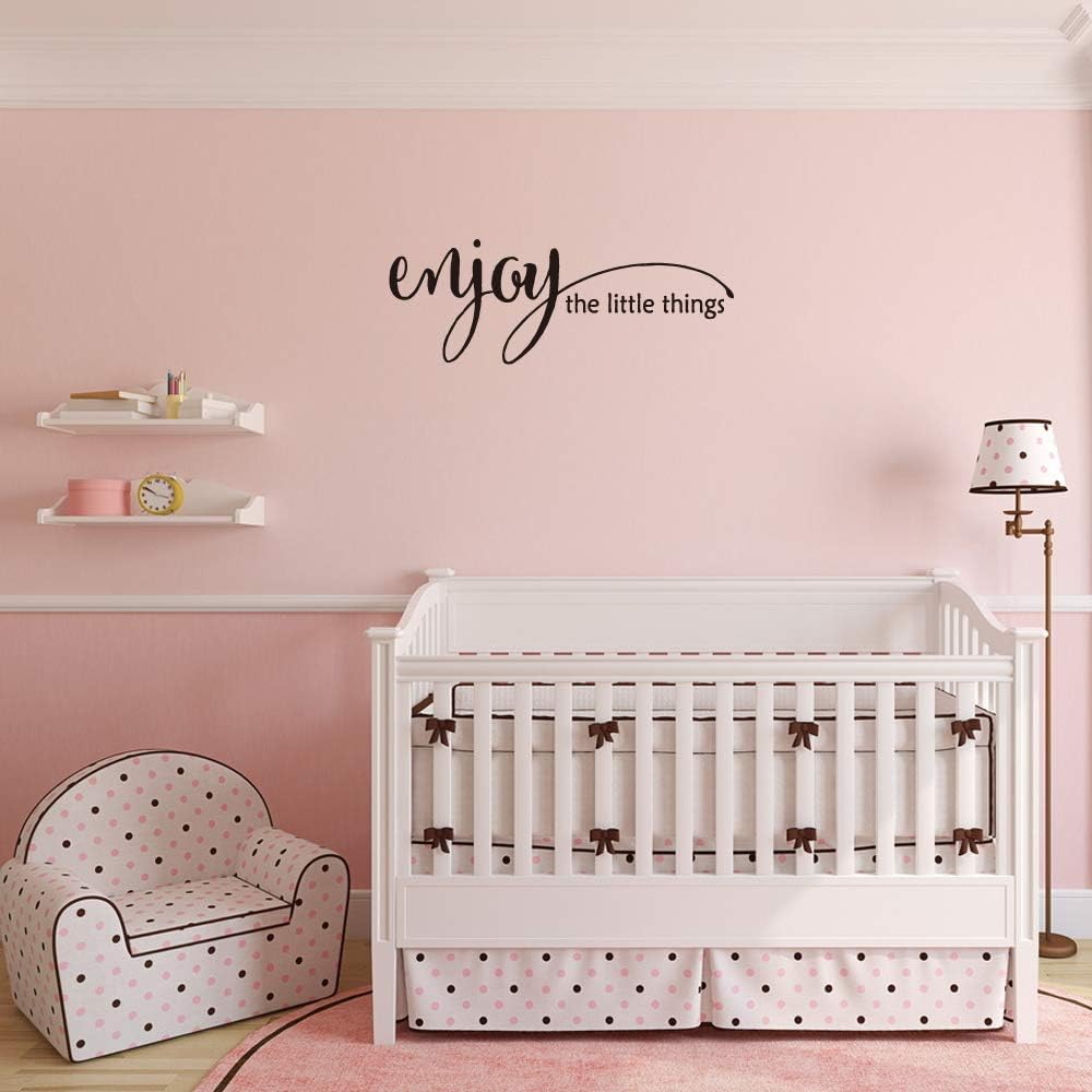 Enjoy The Little Things - Pure Balck Vinyl Wall Decal Quotes Art Letters Handwriting Room Décor Motto Words Nursery Inspirational Sayings Living Room Decoration