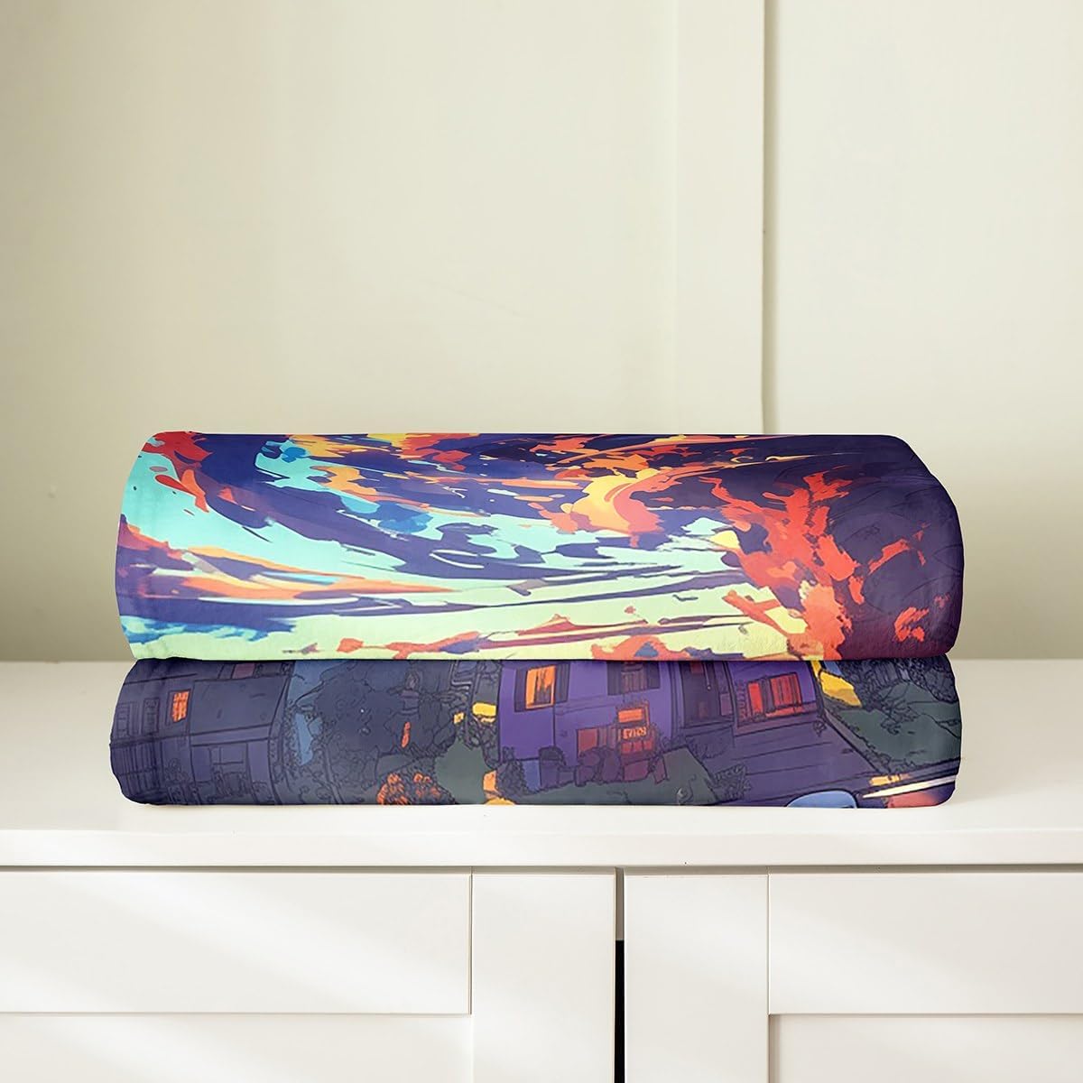 Erosebridal Cartoon Tornado Blanket Queen 90x90,Tie-Dye Tornadoes Flannel Blanket for Kids Boys Teens,Natural Disaster Bedroom Decor,Luxury Soft