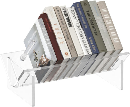 Sumerflos Acrylic Desktop Bookcase, Book Storage Organizer Bookshelves, Clear Mordern Tabletop Storage Rack for Office Home Shelf Display for Cd/Magazine/Book - Clear
