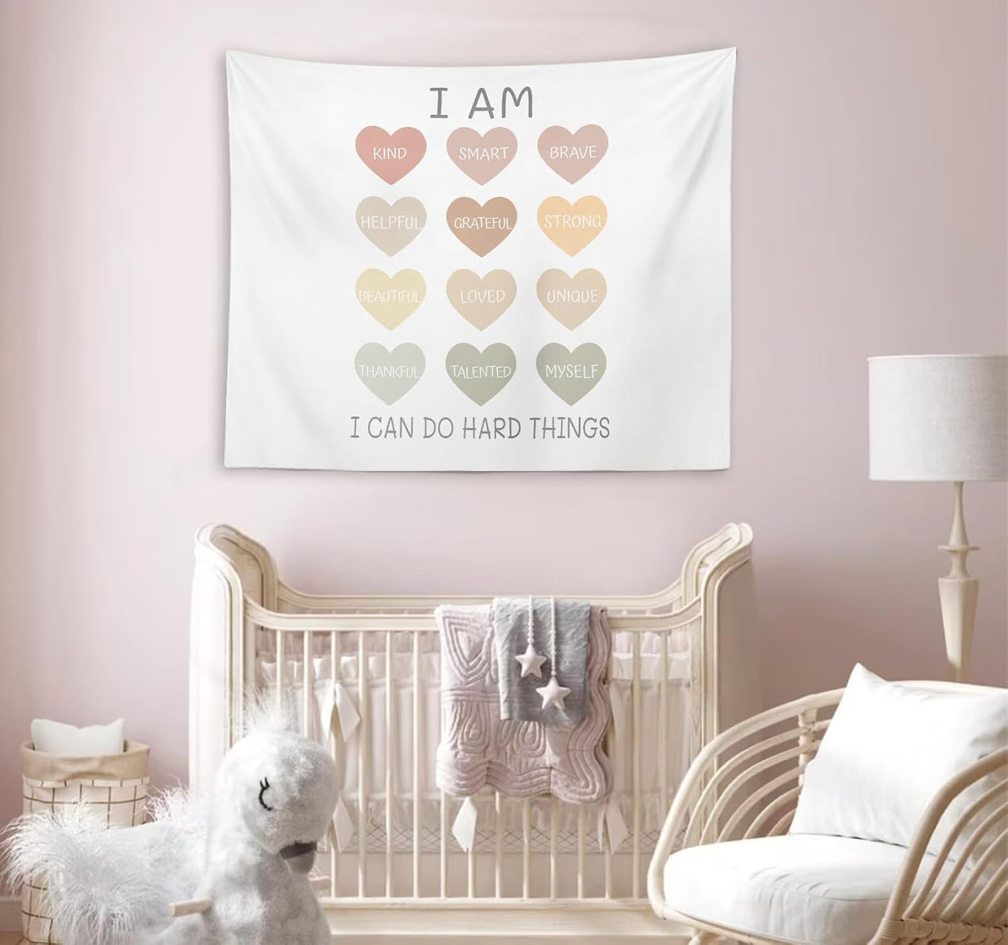 OXW Classroom Decor Kids Tapestry Wall Hanging, Playroom Wall Decor, Nursery Wall Decor for Kids, Classroom Nursery Tapestry, I Am Kind I Am Brave Wall Art, 50x60 inches
