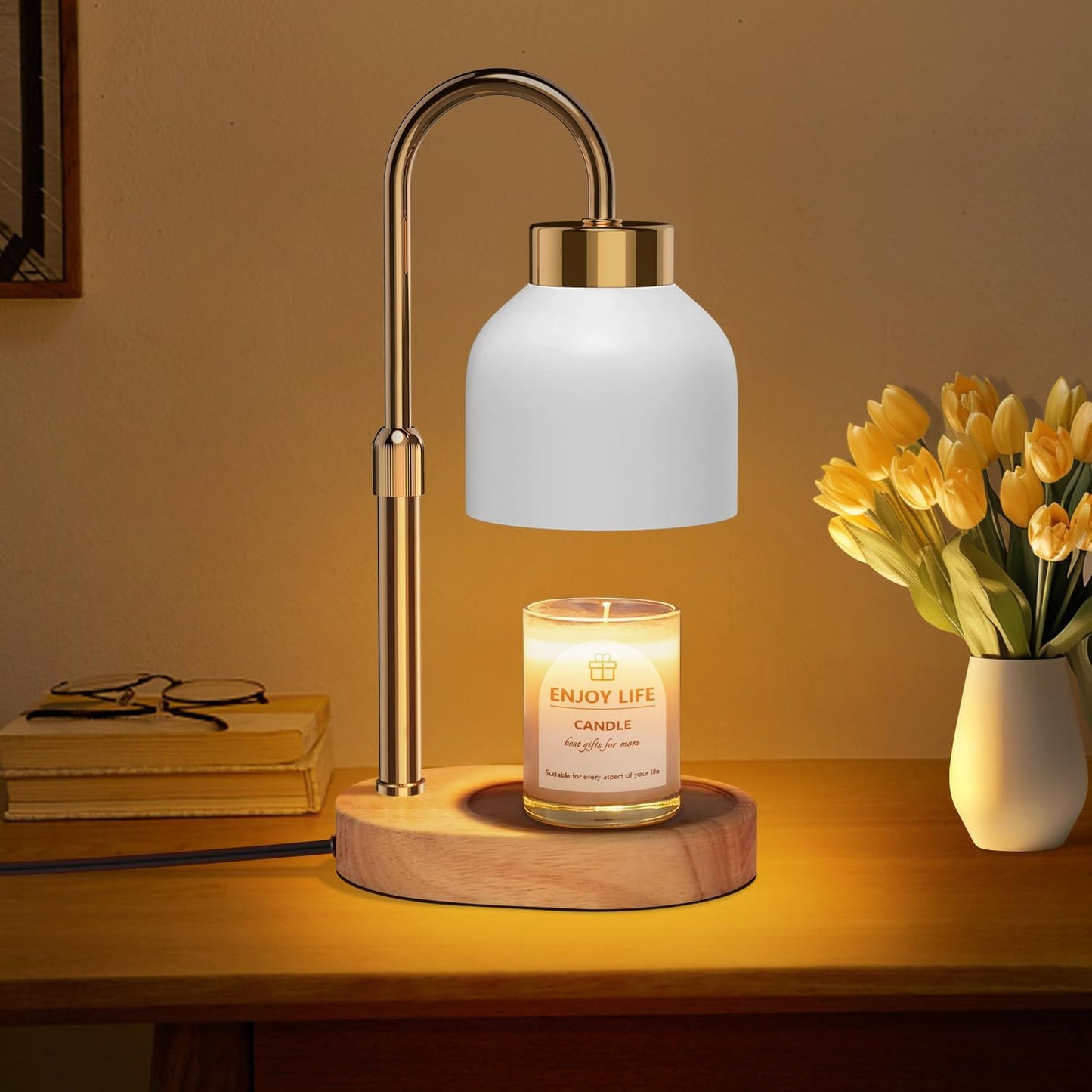 Candle Warmer Lamp with Dimmer Adjustable Height, 2/4/8H Timer,Vintage Home Decor for Scented Jar