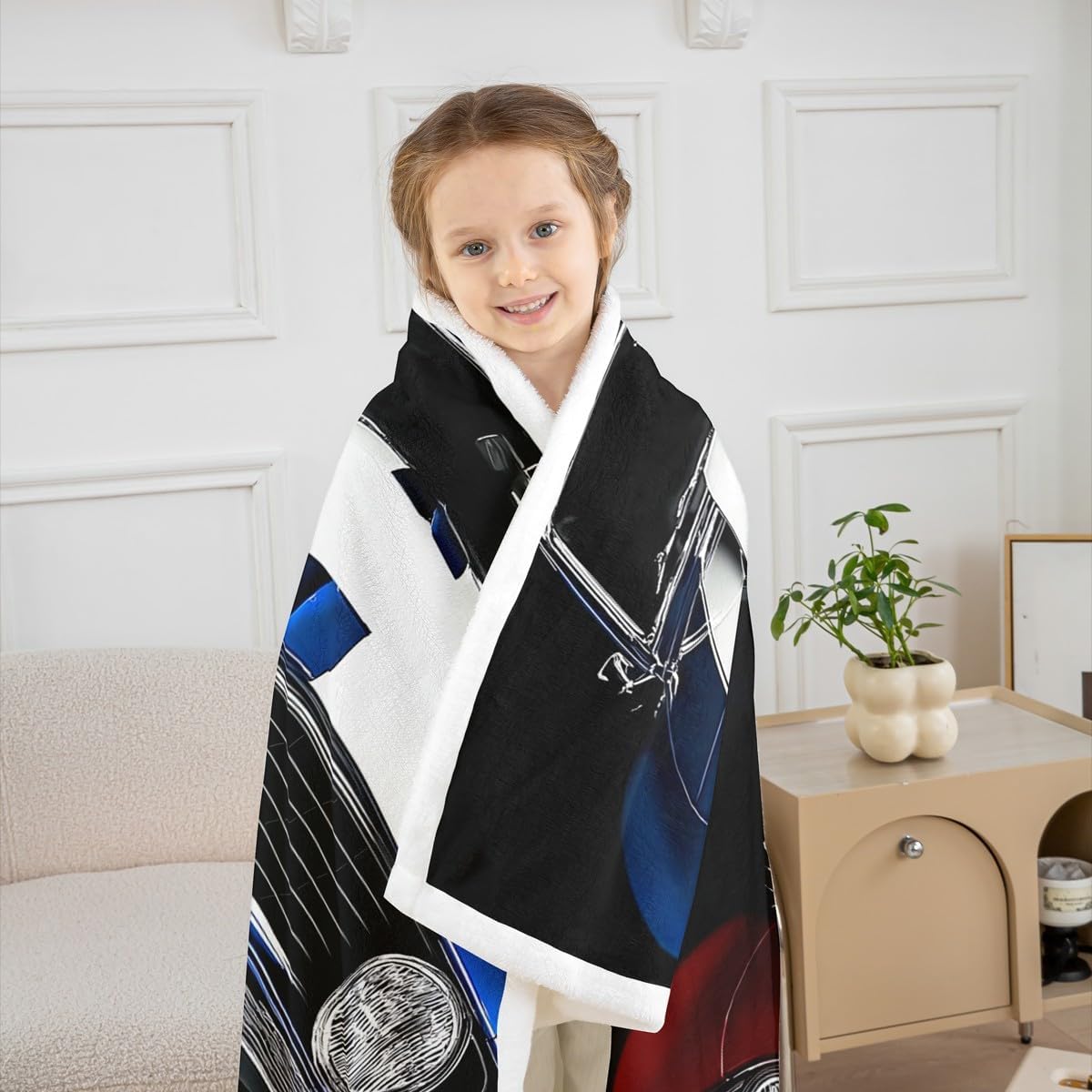 Erosebridal Classic Car Fleece Blanket, Twin Size (60"x80"), Black, Modern Design, Microfiber Polyester Sherpa Blend, Easy Care, Perfect for Kids, Camping, Napping, Reading