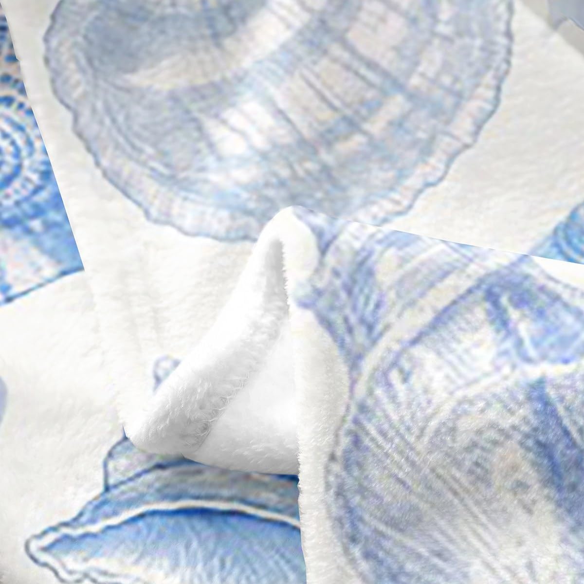 Coastal Throw Blanket Boys Girls,Summer Beach Shell Conch Graffiti Fuzzy Blanket All Seasons Bed Blanket,Hawaii Seaside Blue Bowknot Princess Bow Girly Plush Blanket,Twin (60 x 80 Inches)