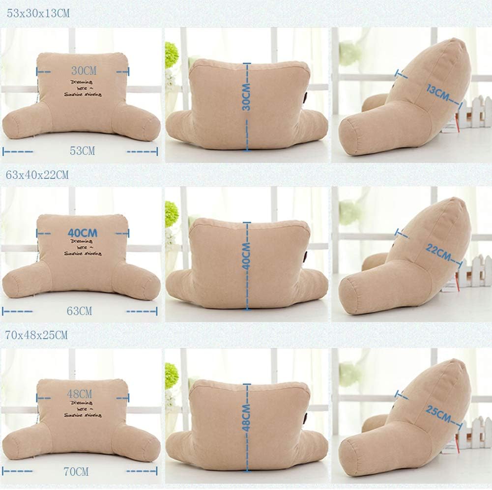 Bedrest Pillows with Arms for Reading in Bed Perfect Support Reading Relaxing Watching TV 5 Colors Optional (Colour: Purple Size: 63x40x22cm) (Dark Blue 63x40x22cm)