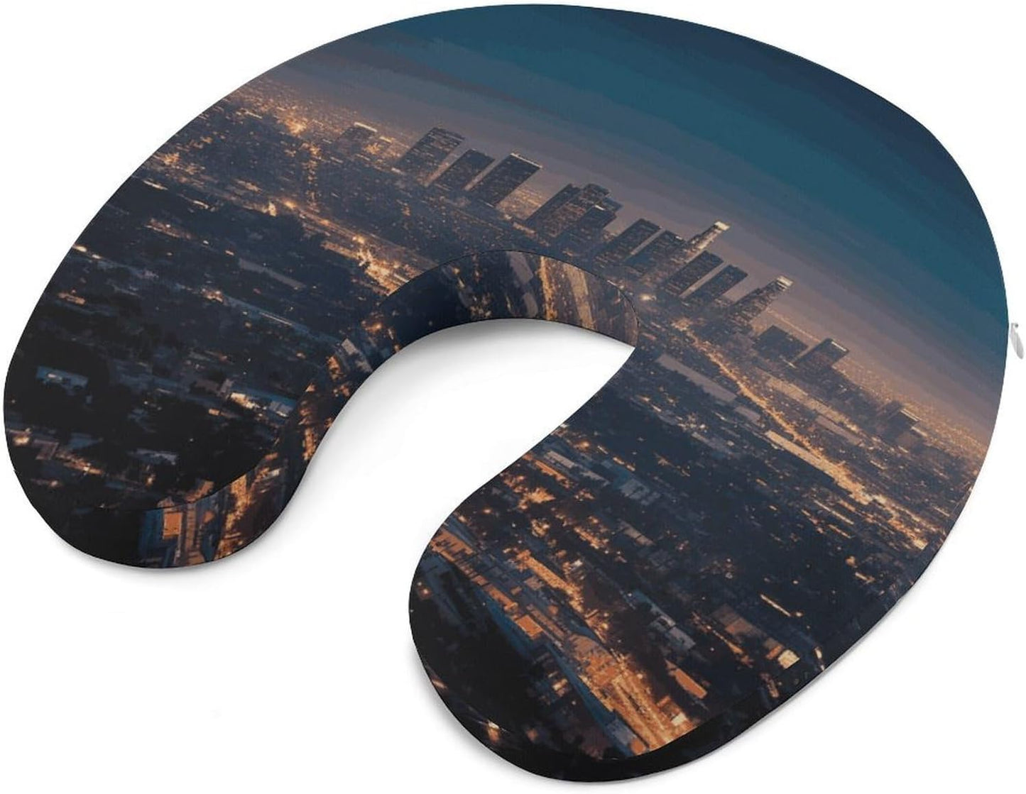 Los Angeles Skyline Neck Pillow Memory Foam U Shaped Pillows Portable Pillows for Shoulder Travel Head Support Pillow with Concealed Zipper for Airplane Car Home Office