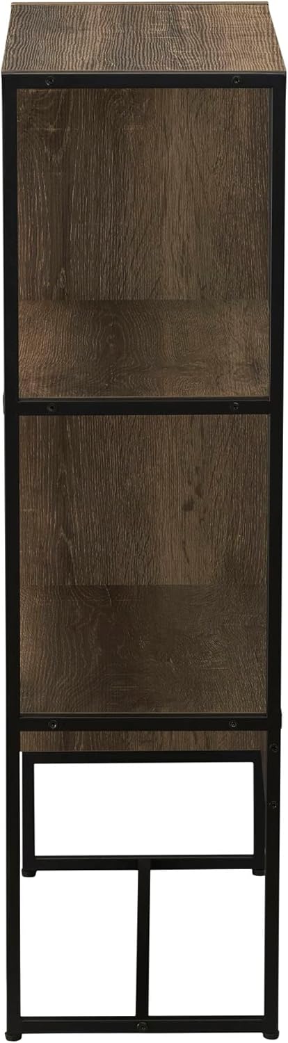 Household Essentials Wrap 3 Shelf Open Storage Bookshelf Ashwood Rustic Wood Grain and Black Metal