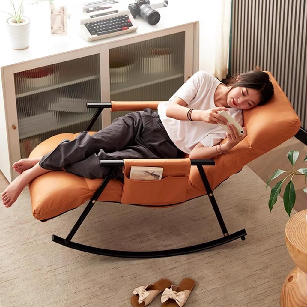 LSLYTQ Rocking ChairGlider Rocker with Side Pocket and Adjustable High Back,Comfy Recliner Lounge Sofa Chair Chair for Nursery,Living Room and Bedroom