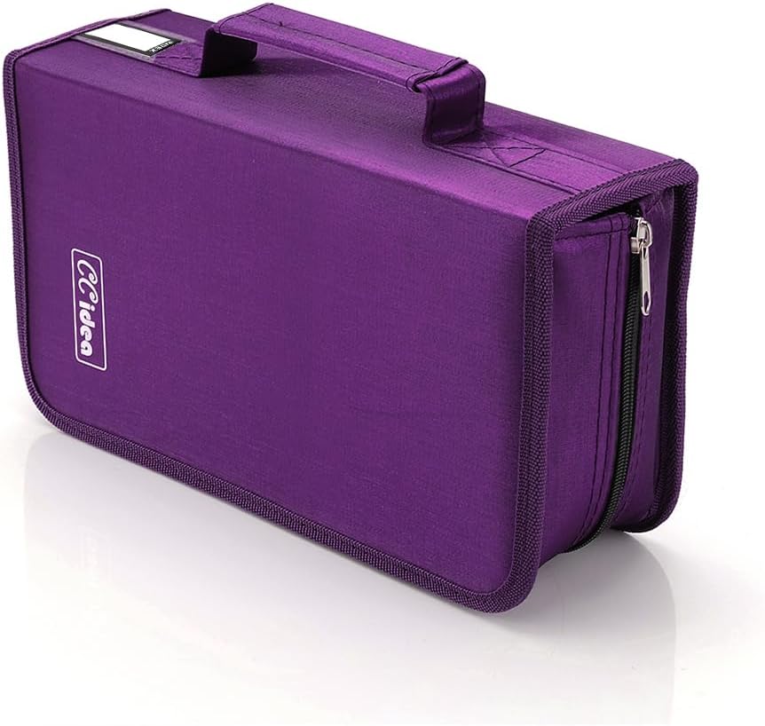 CCidea CD Case DVD Storage Holder, 128 Capacity DVD Cases Organizer CD Plastic Protective Carrying Binder,Portable Cd Wallet for Home Travel (Purple)