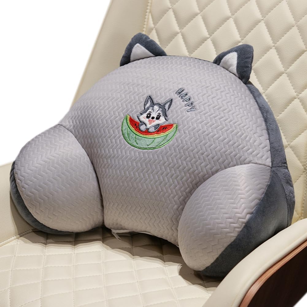 Tingting's Dream Summer Office Chair Lumbar Pillow Cartoon Cool Chair Waist Cushion Bed Rest Reading Pillow Car Seat Lumbar Back Cushion (Gray, 45×35CM/17.7"×13.8")