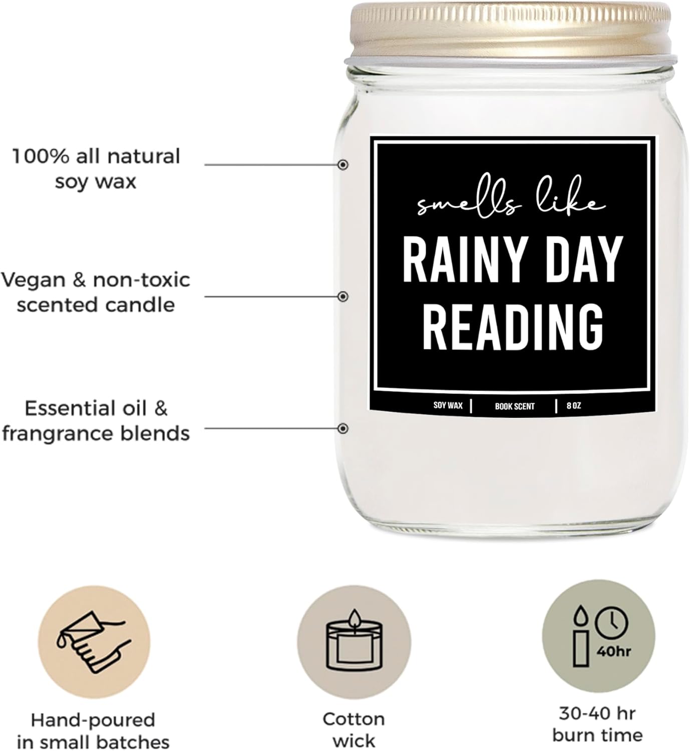 You Nique Designs Reading Candle That Smells Like Books 8oz Candle Gift for Book Lovers, Avid Readers, Cool Gifts for Readers, Bookworms Present, Book Themed Candles