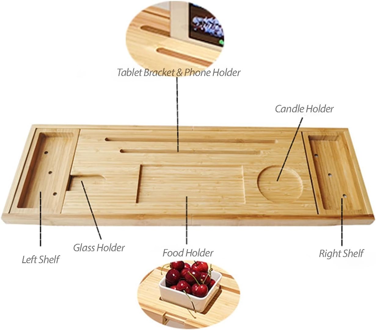 Extendable Bath Tray Bathtub Spa Tub Caddy Organizer Book Wine Tablet Holder Reading Rack Bathroom Accessories