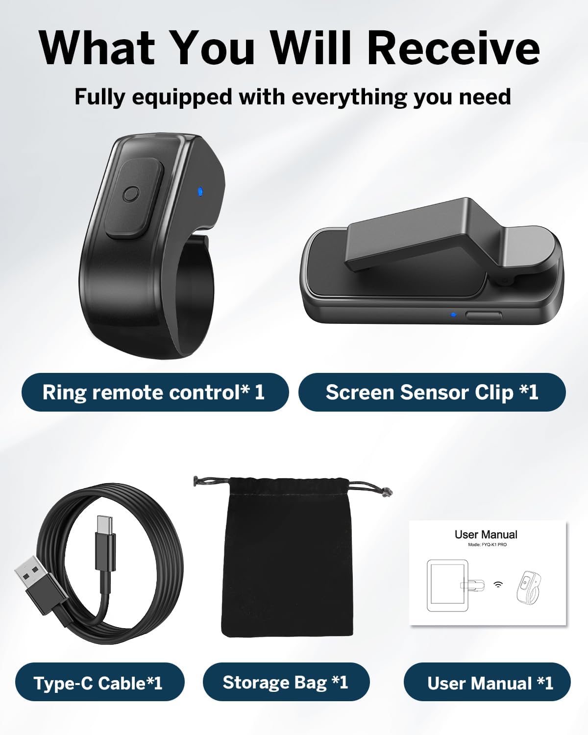 [Case-Friendly] Remote Control Page Turner Ring for Kindle Paperwhite Oasis Scribe Kobo eReaders, Camera Camcorder Remote Controls, Page Turner Clicker for iPhone ipad Tablets with Storage Bag