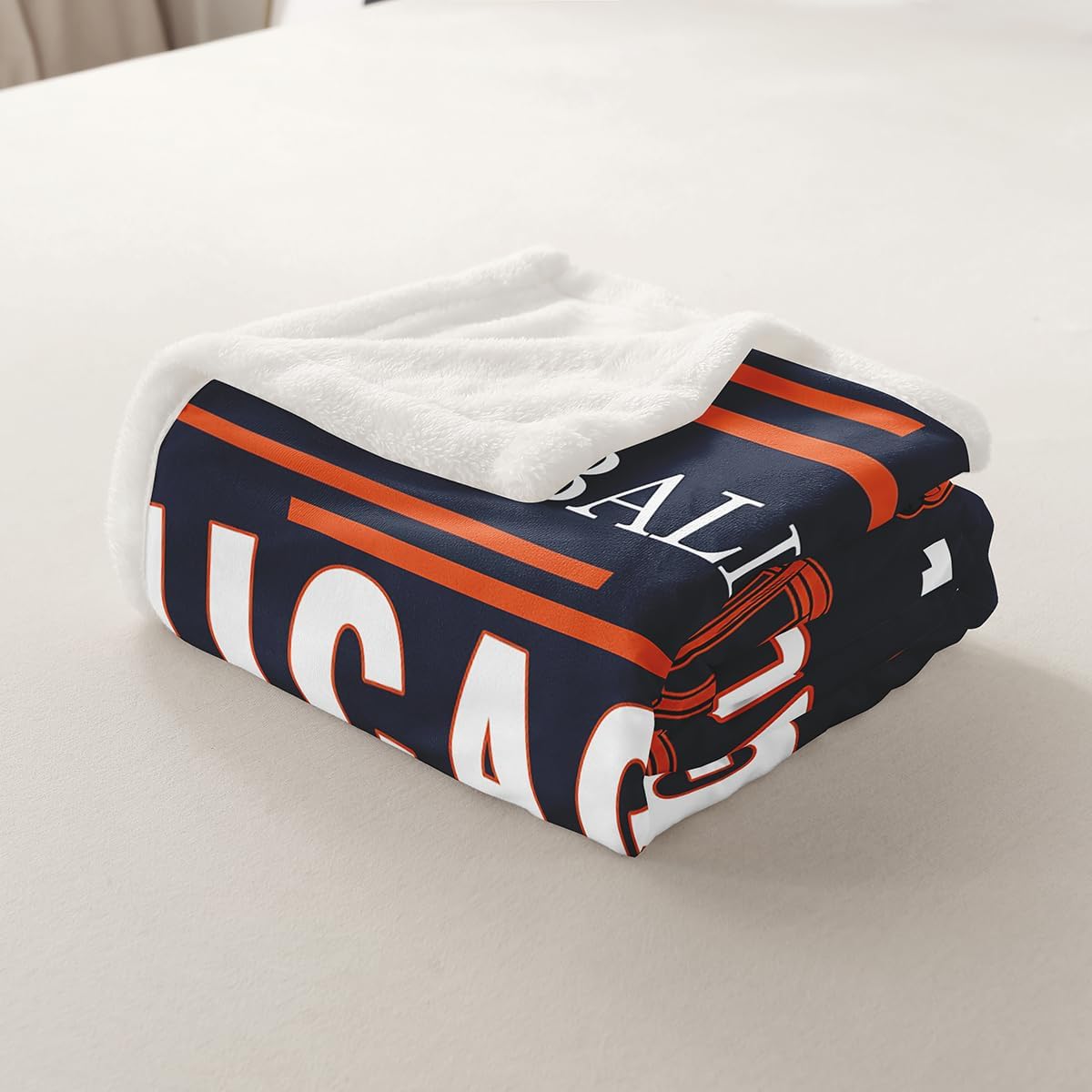 Feelyou Football Sherpa Throw Blanket for Couch Chicago Super Soft Cozy Fleece Sports Theme Football City Blanket for Winter, Plush Throw Throw 50"x60" All Season