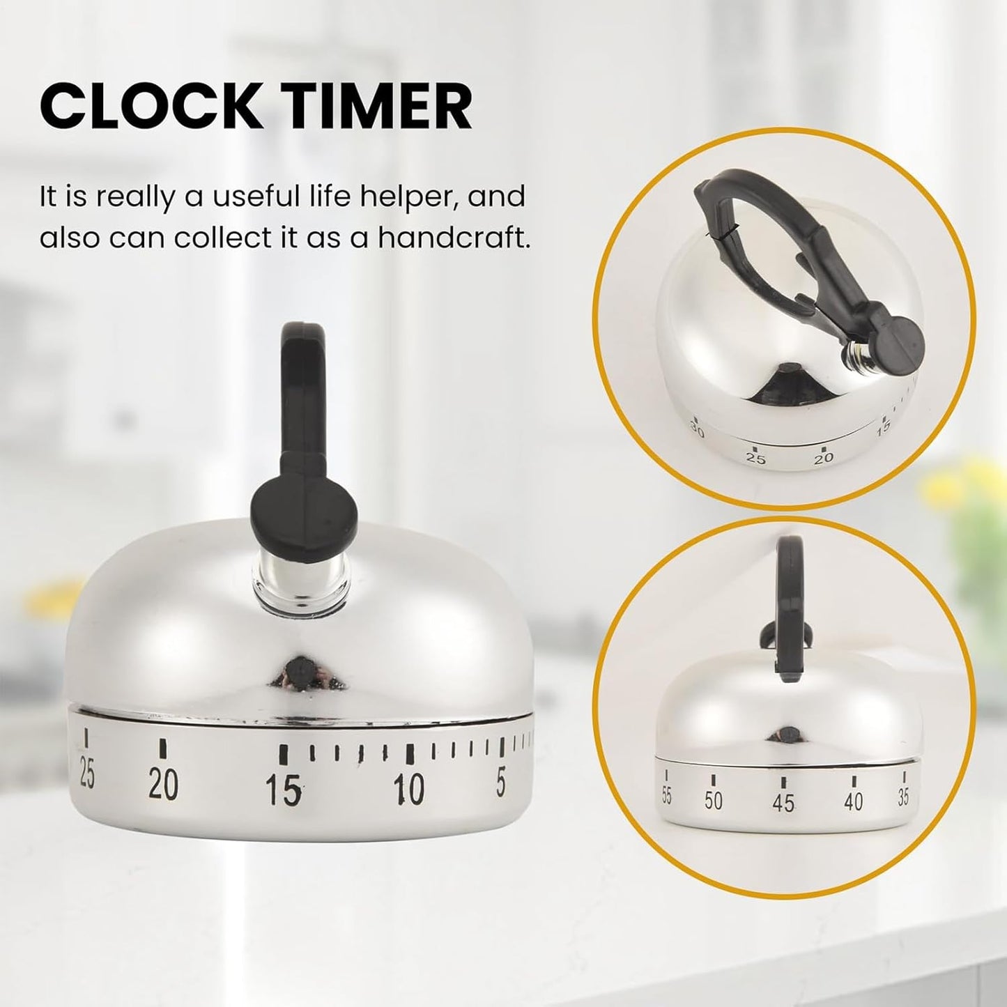 Kitchen Timers for Cooking,Tea Pot Design 60 Minutes Countdown Gadget - Manual Countdown Timer | for Home Kitchen Desk Classroom Cooking Fitness Baking Exercise Training Reading