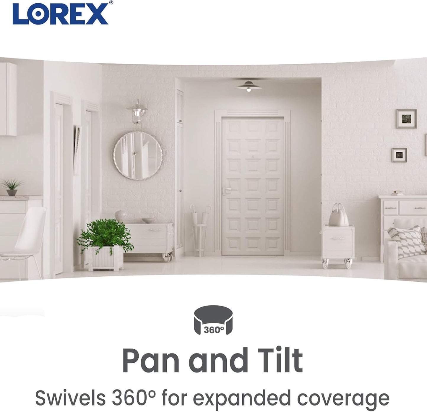 Lorex Pan & Tilt Indoor Wi-Fi Security Camera | 360° Pan & Tilt | Person Detection | Two-Way Talk | Person Detection | IR Night Vision | No Monthly Fee | Pre-Installed 16GB MicroSD