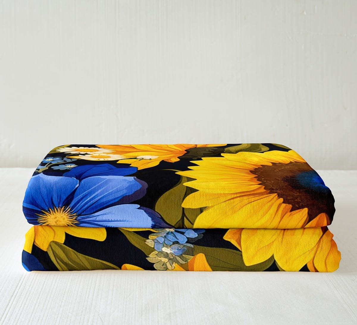 Feelyou Flower Fleece Throw Blanket Twin 60"x80" Kids Sunflower Plush Blanket for Boys Girls Teens Botanical Floral Print Sherpa Blanket Country Rustic Farmhouse Fuzzy Blanket