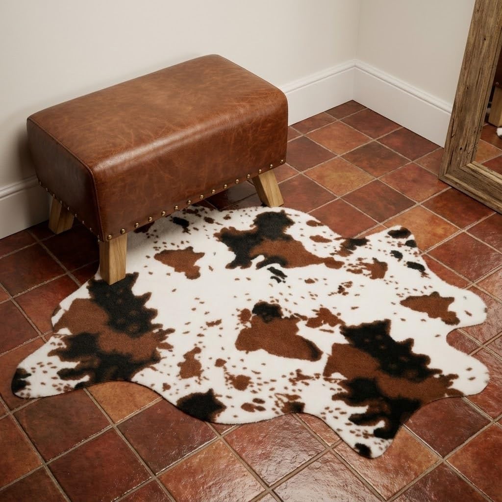MustMat Cow Print Rug,Faux Cowhide Area Rug for Bedroom,Nursery,Living Room,Western Party Decorations 2'6''×3'7''