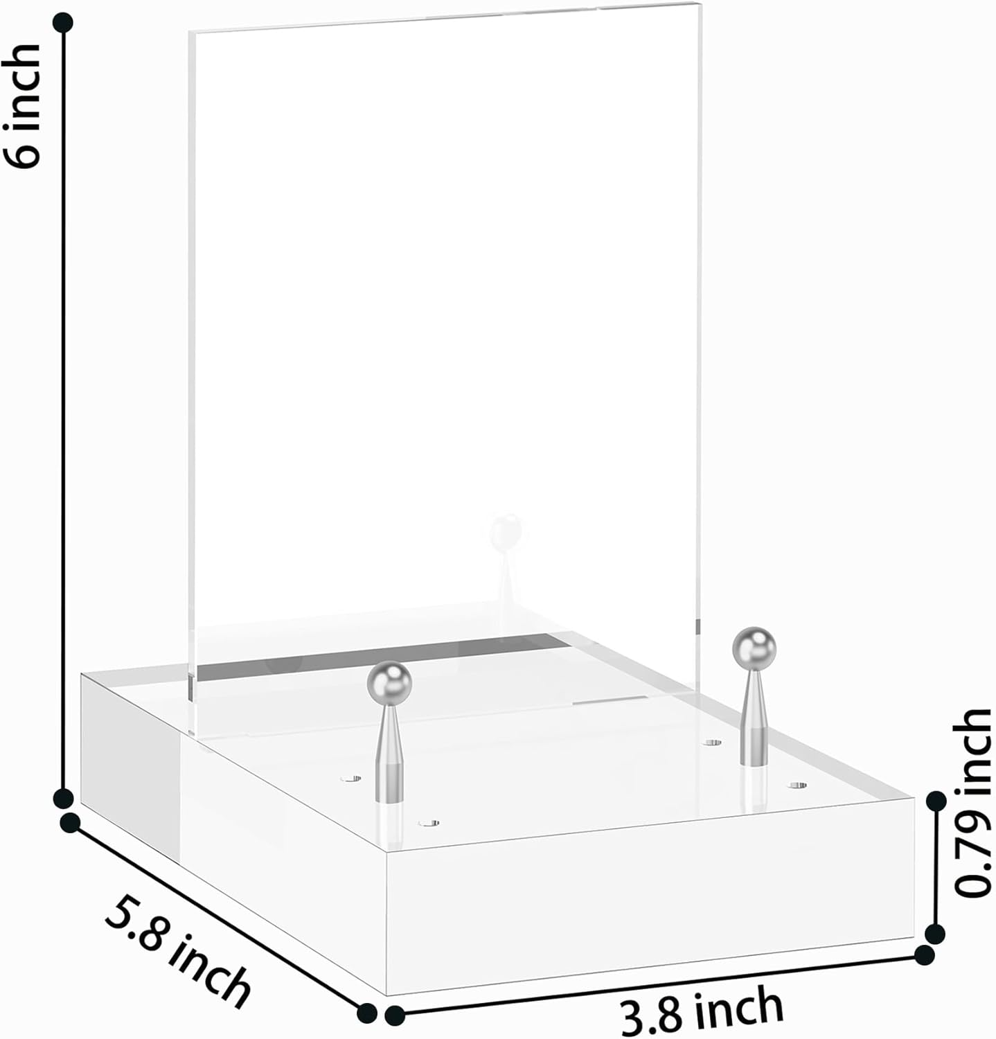 SVENJBB Acrylic Easel Display Stand with Adjustable Silver-Toned Pegs for Art, Photos, and Plates, Modern Clear Acrylic Stand for Cookbook, Invitations, Cards, 1Pack