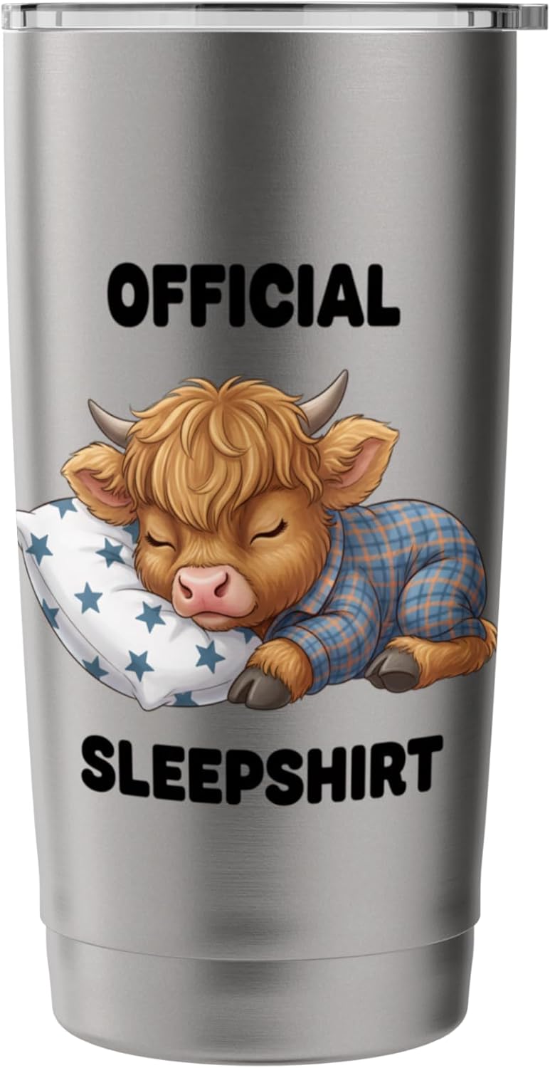 Official Sleepshirt Kids Sleepy Cow Pajama Top Funny Stainless Steel Insulated Tumbler