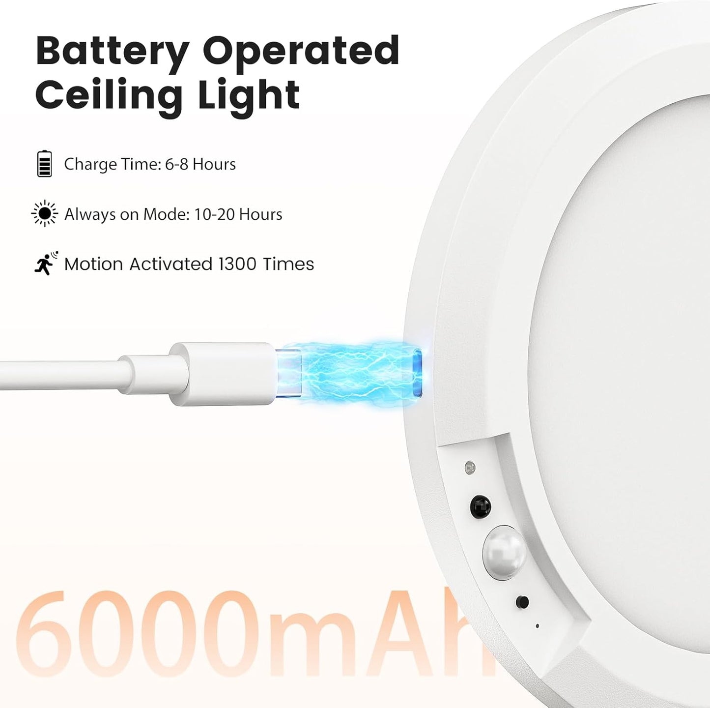 Motion Sensor Ceiling Light,Cordless Closet Light Battery Operated,3 Color Temperatures,Remote Control,Rechargeable Magnetic Mount LED Shower Lights for pantry,Stairs,Garage,Hallway (White 1 pack)